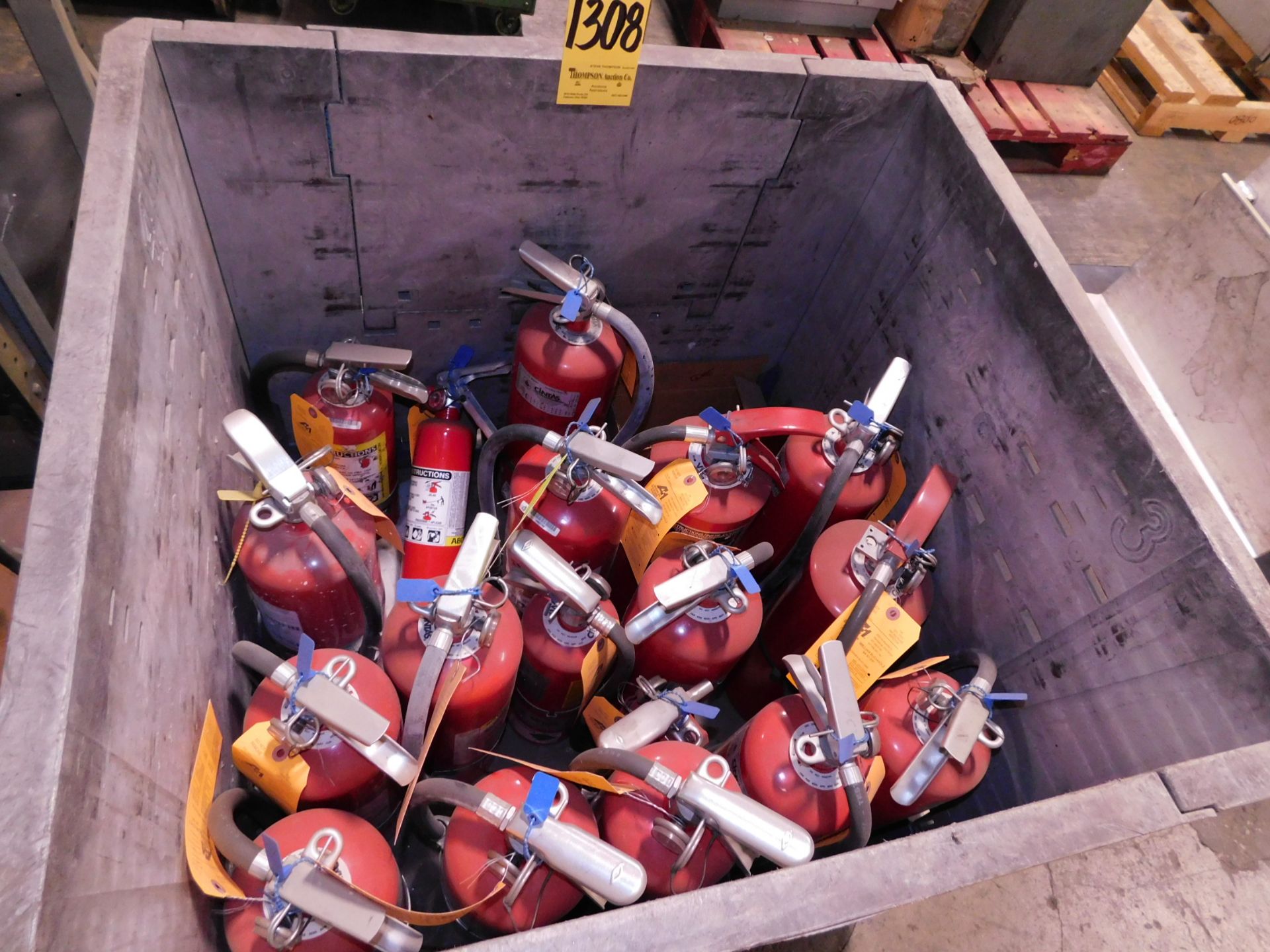 Plastic Crate of Fire Extinguishers