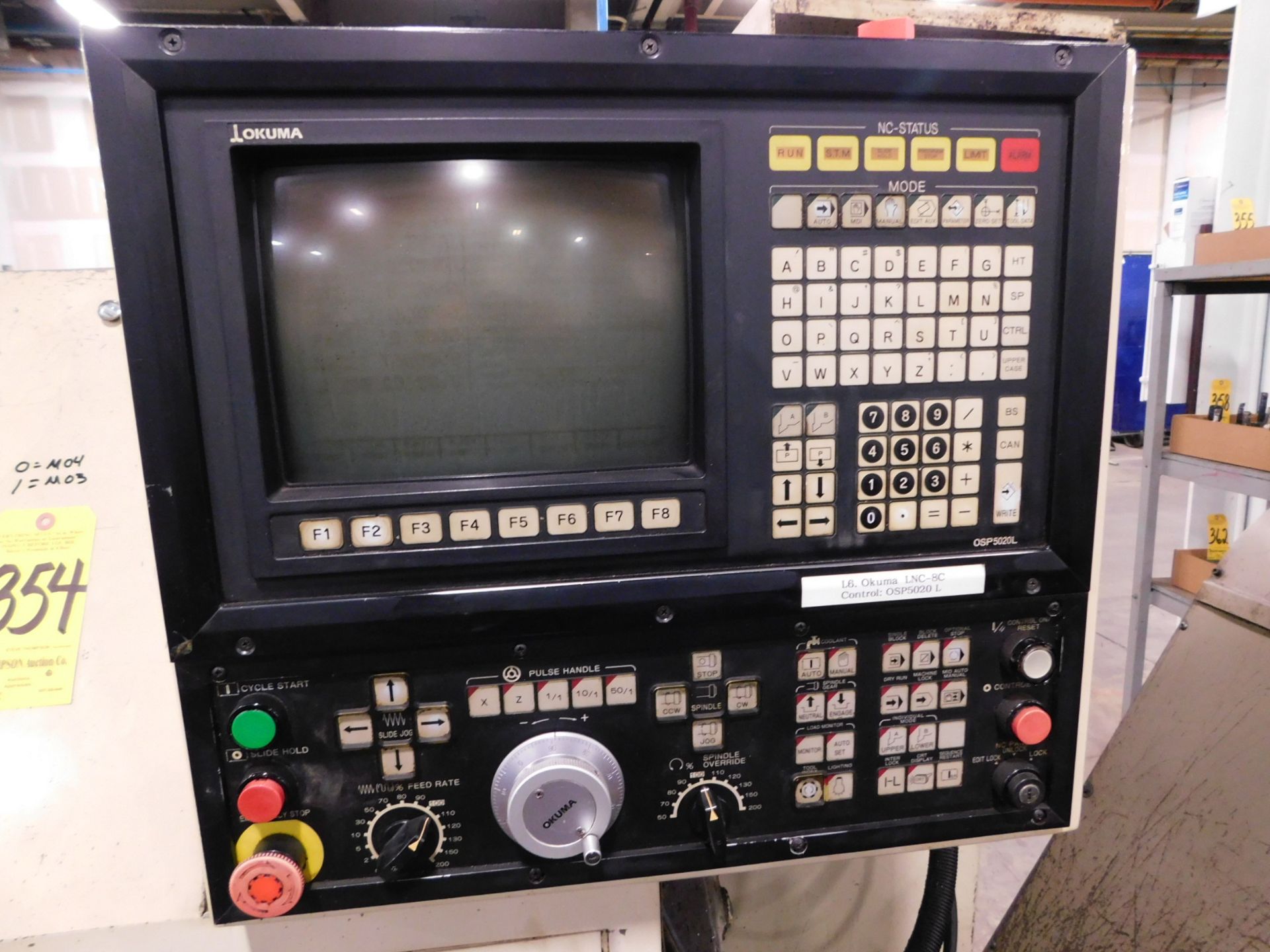 Okuma Cadet LNC-8 CNC Turning Center, s/n 0379, New 1996, Okuma OSP-5020L CNC Control, 3” - Image 4 of 10