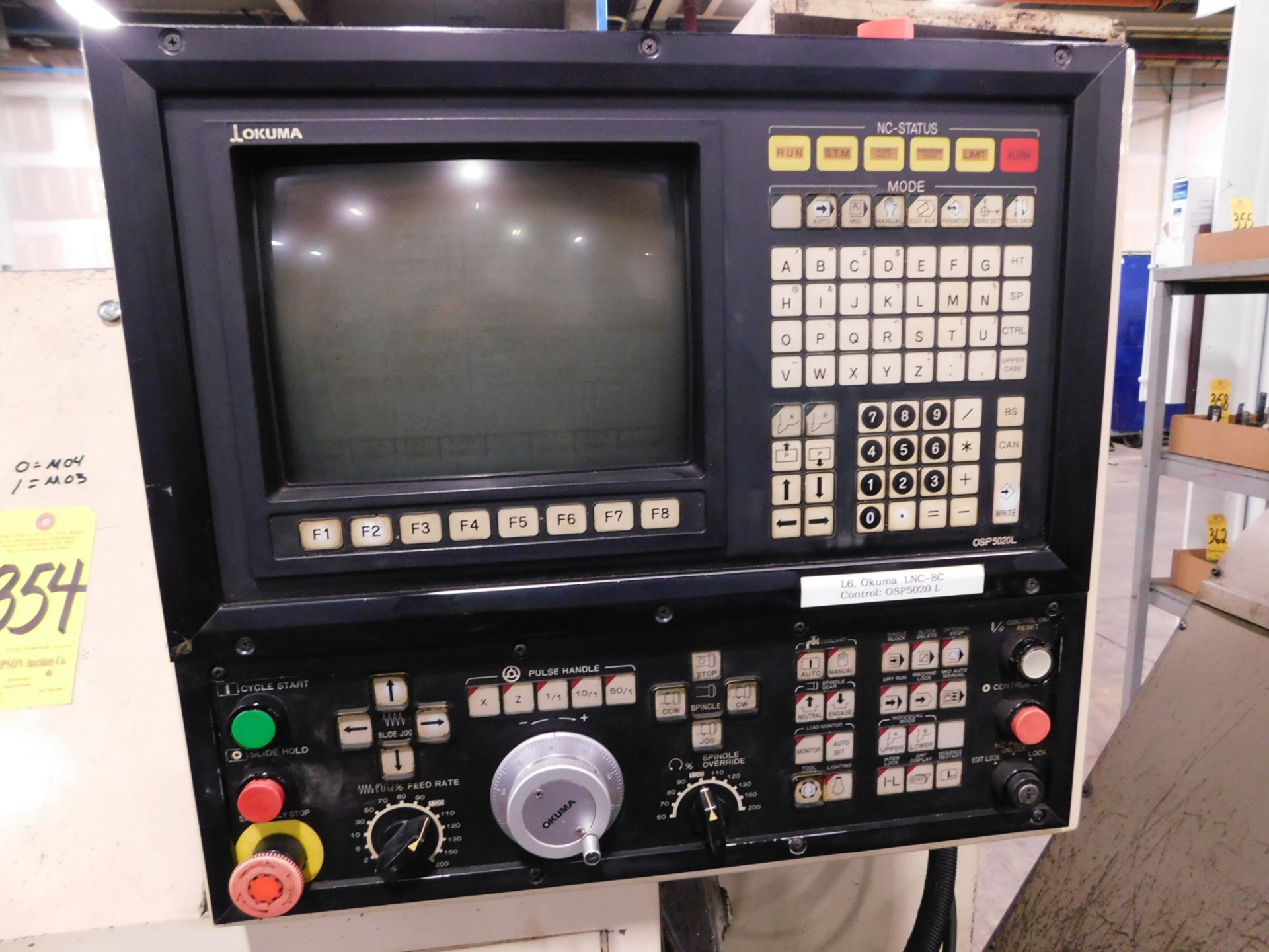 Okuma Cadet LNC-8 CNC Turning Center, s/n 0379, New 1996, Okuma OSP-5020L CNC Control, 3” - Bild 4 aus 10