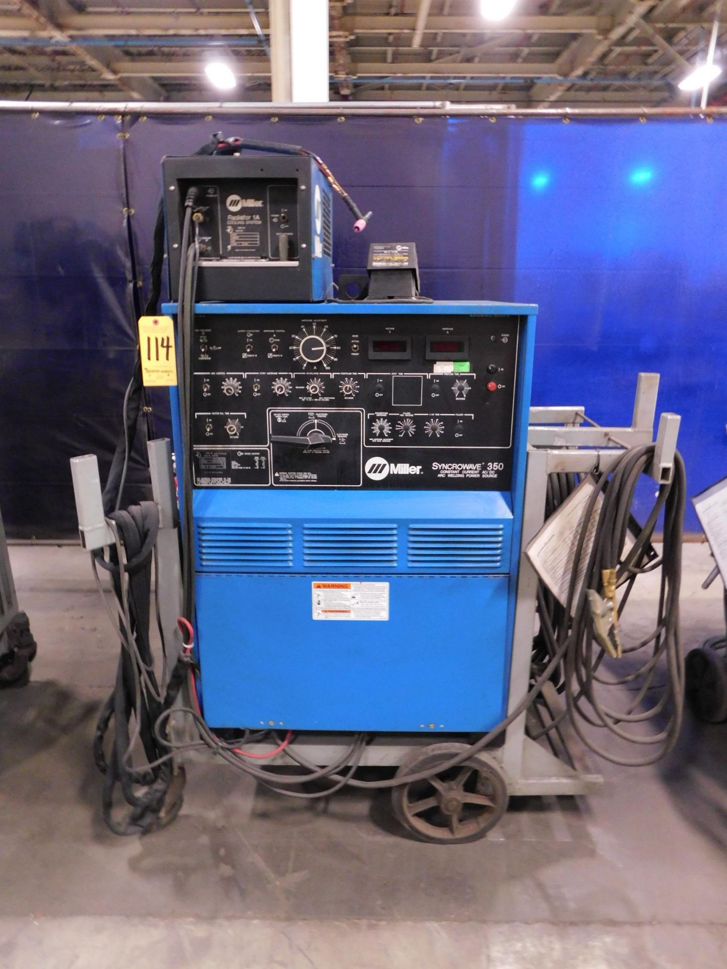 Miller Synchrowave 350 Tig Welder, s/n KC229161, 230/460/1/60, with Miller Radiator 1A Chiller