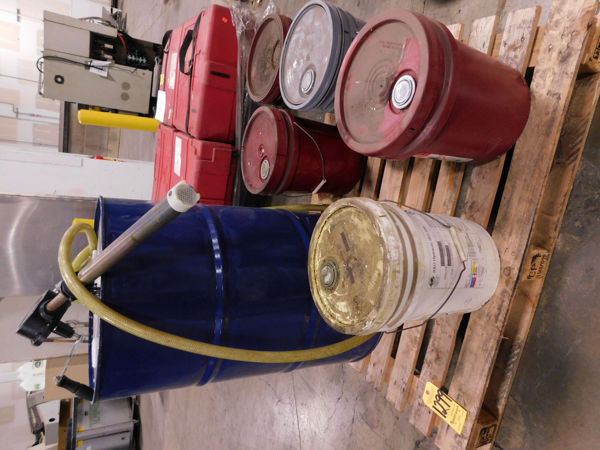 55 Gallon Drum of AW32 Hydraulic Oil-NEW, and (5) 5 Gallon Pails of Misc. Oil