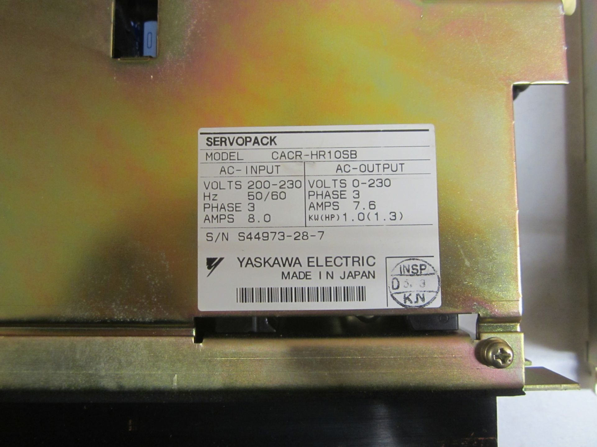 Yaskawa CPS-10NB Power Supply and Yaskawa CACR-HR10SB Servo Pack - Image 3 of 3