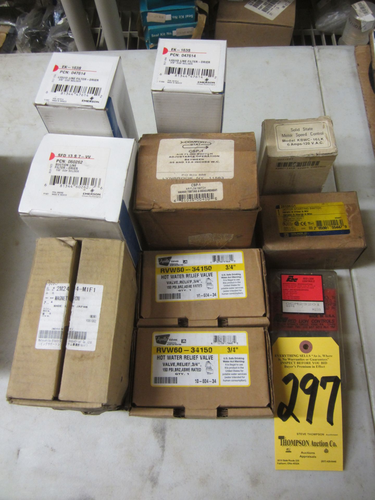 Lot, Water Valves, Filter Driers, Motor Starting Switch, Electrical Contactors, Etc