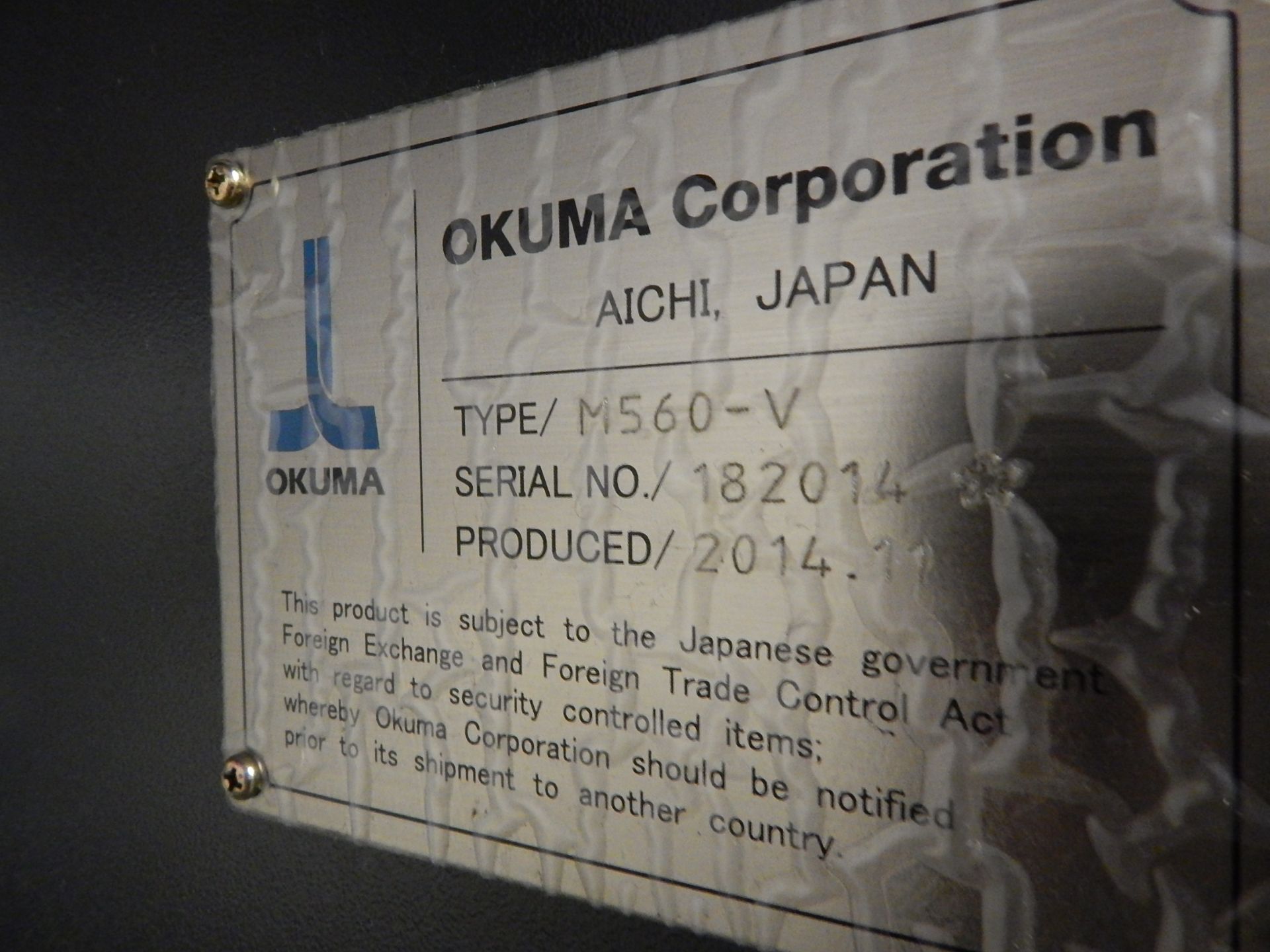 Okuma Model Genos M560V CNC Vertical Machining Center, s/n 182014, New 2014, Okuma OSP-P300M CNC - Image 5 of 16