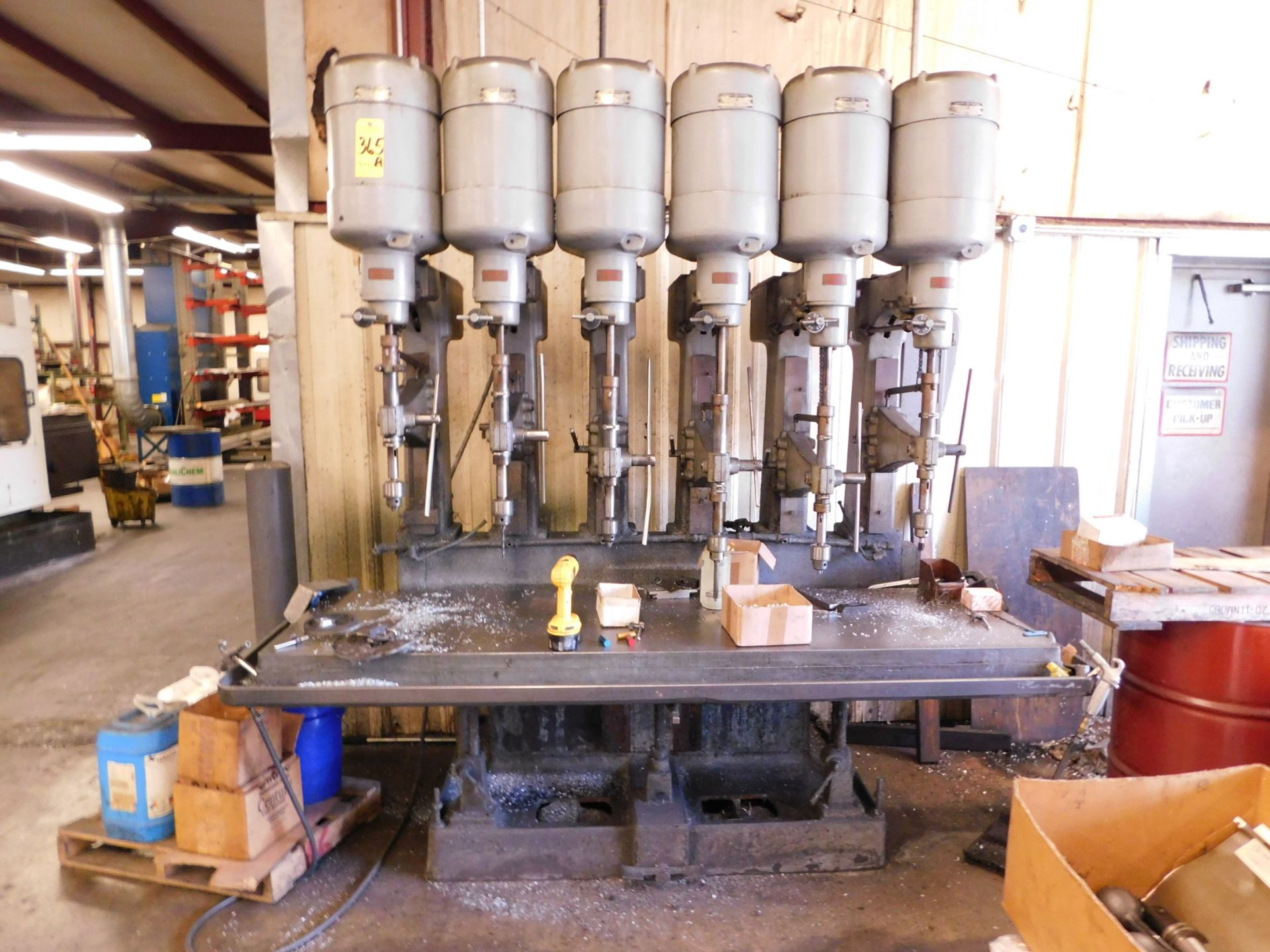 Allen 6-Spindle Drill Press, s/n 27545, 24" X 36" Production Table, 2 MT Spindles