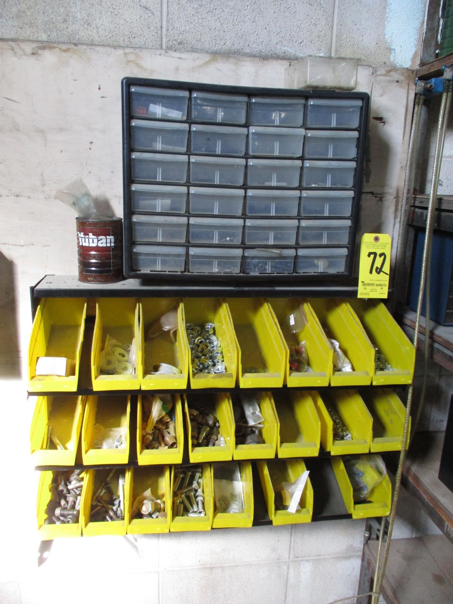 Wall Mounted Parts Bin and Contents