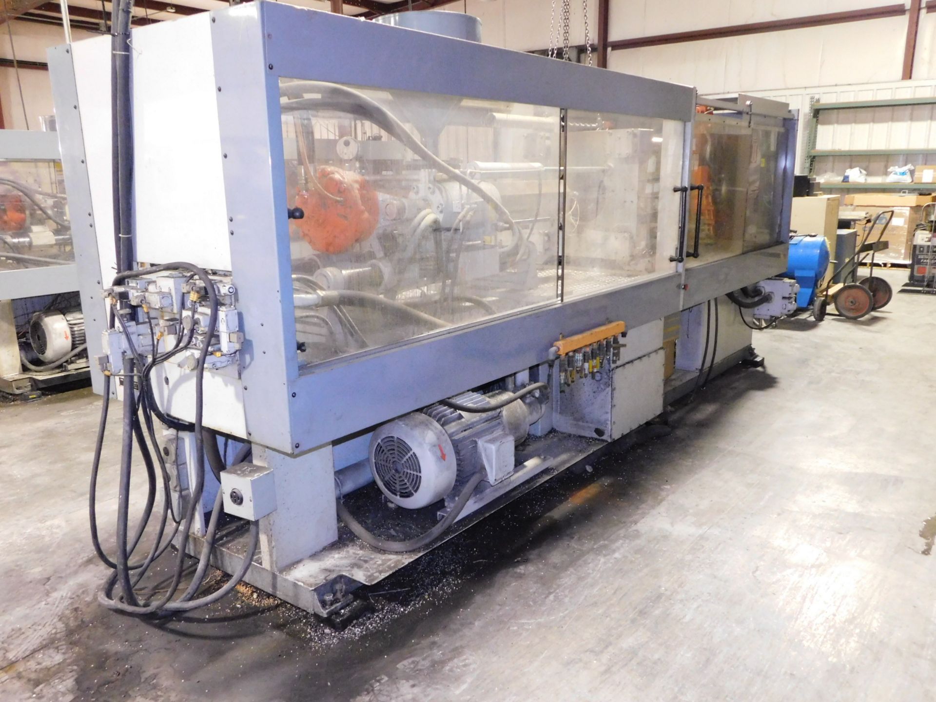 TMC Model TMC-200E Plastic Injection Molding Machine, s/n 9501159, New 1995, 200 Metric Ton, 220 U. - Image 4 of 9