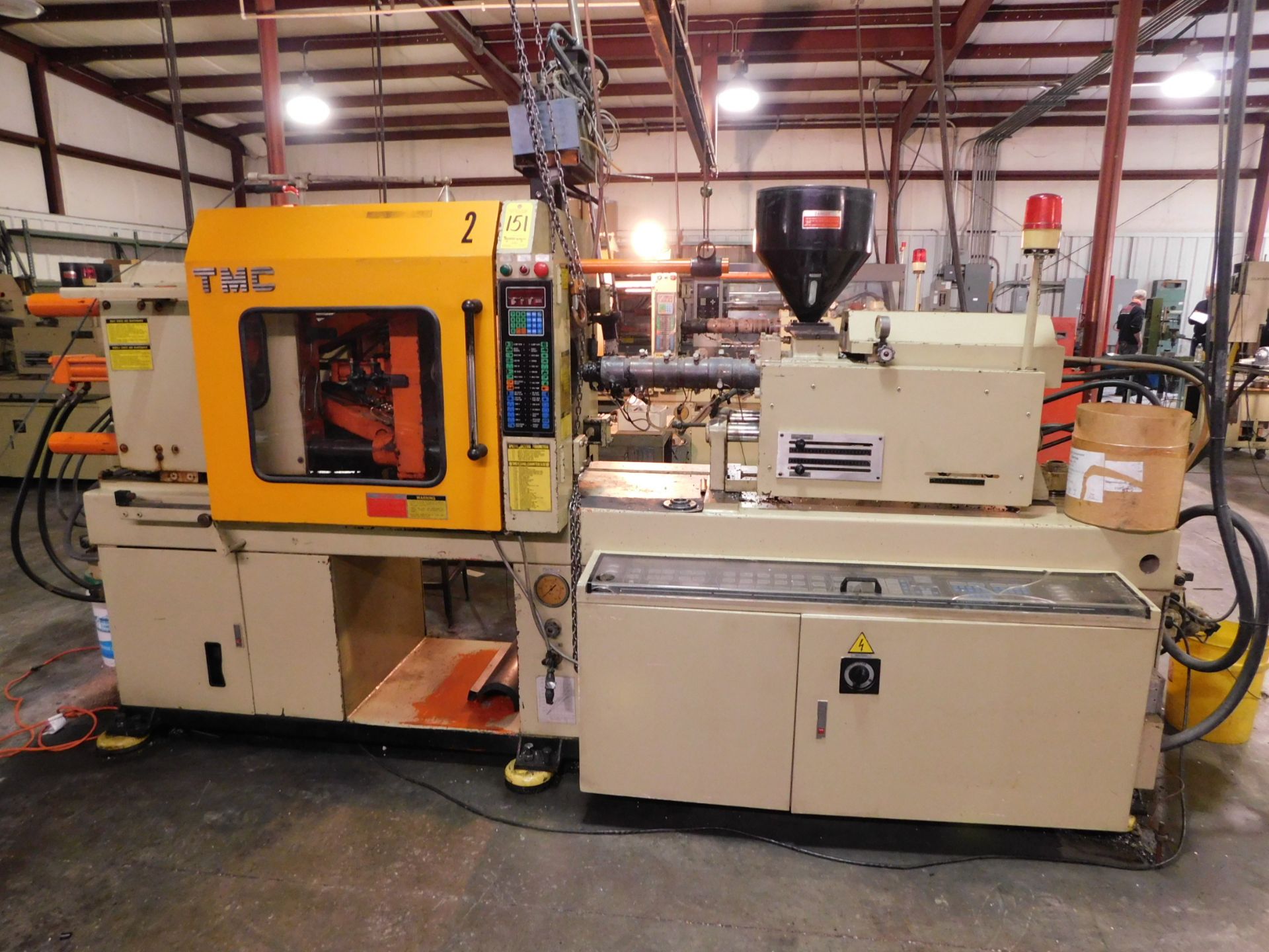 TMC Model TMC-90 Plastic Injection Molding Machine, s/n 8908105, New 1990, 90 U.S. Ton, 4.66 Oz.