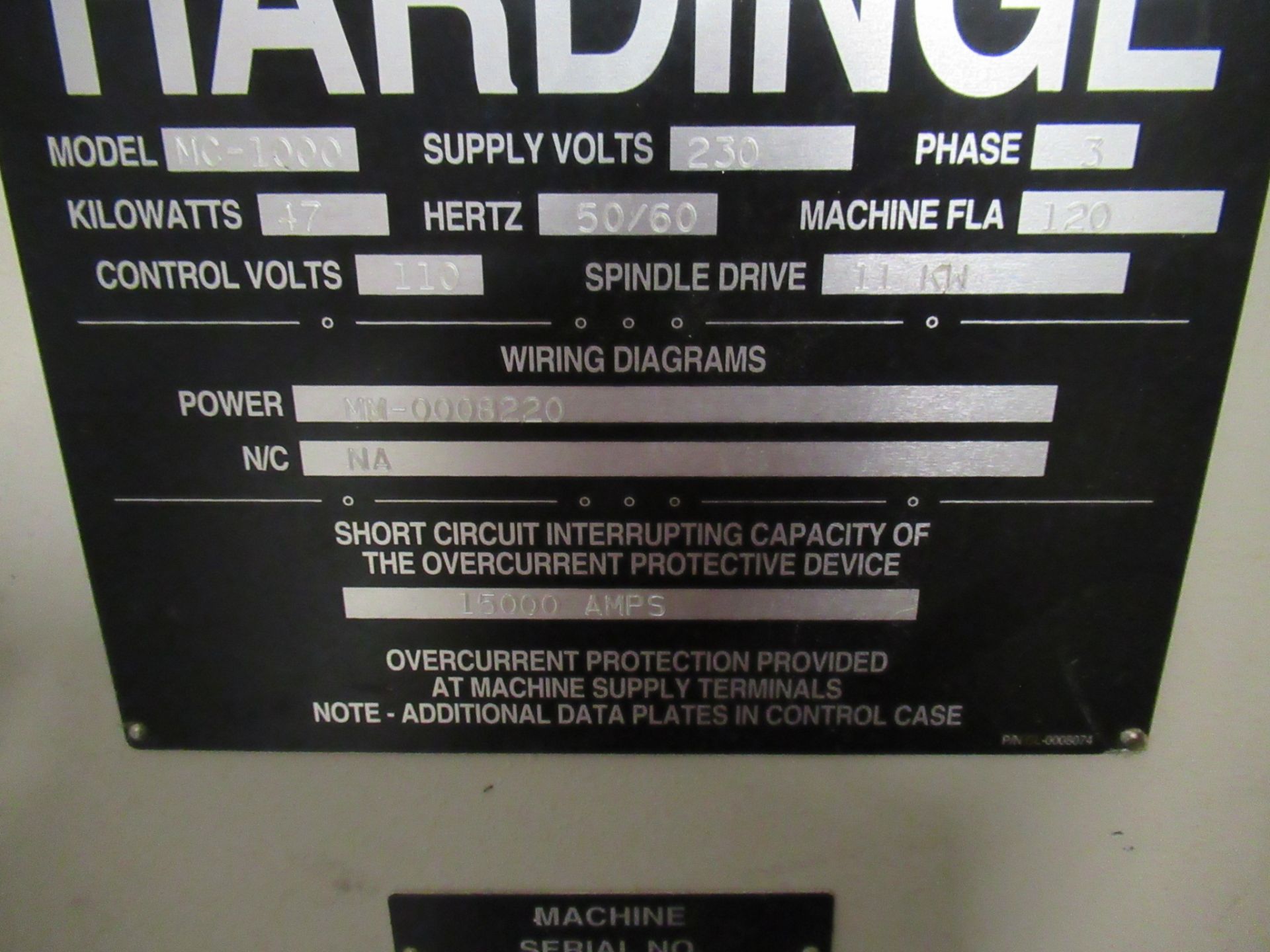 Hardinge Model VM-1000 CNC Vertical Machining Center, s/n MM318, New 2000, Fanuc 0MD CNC Control, 40 - Image 9 of 10