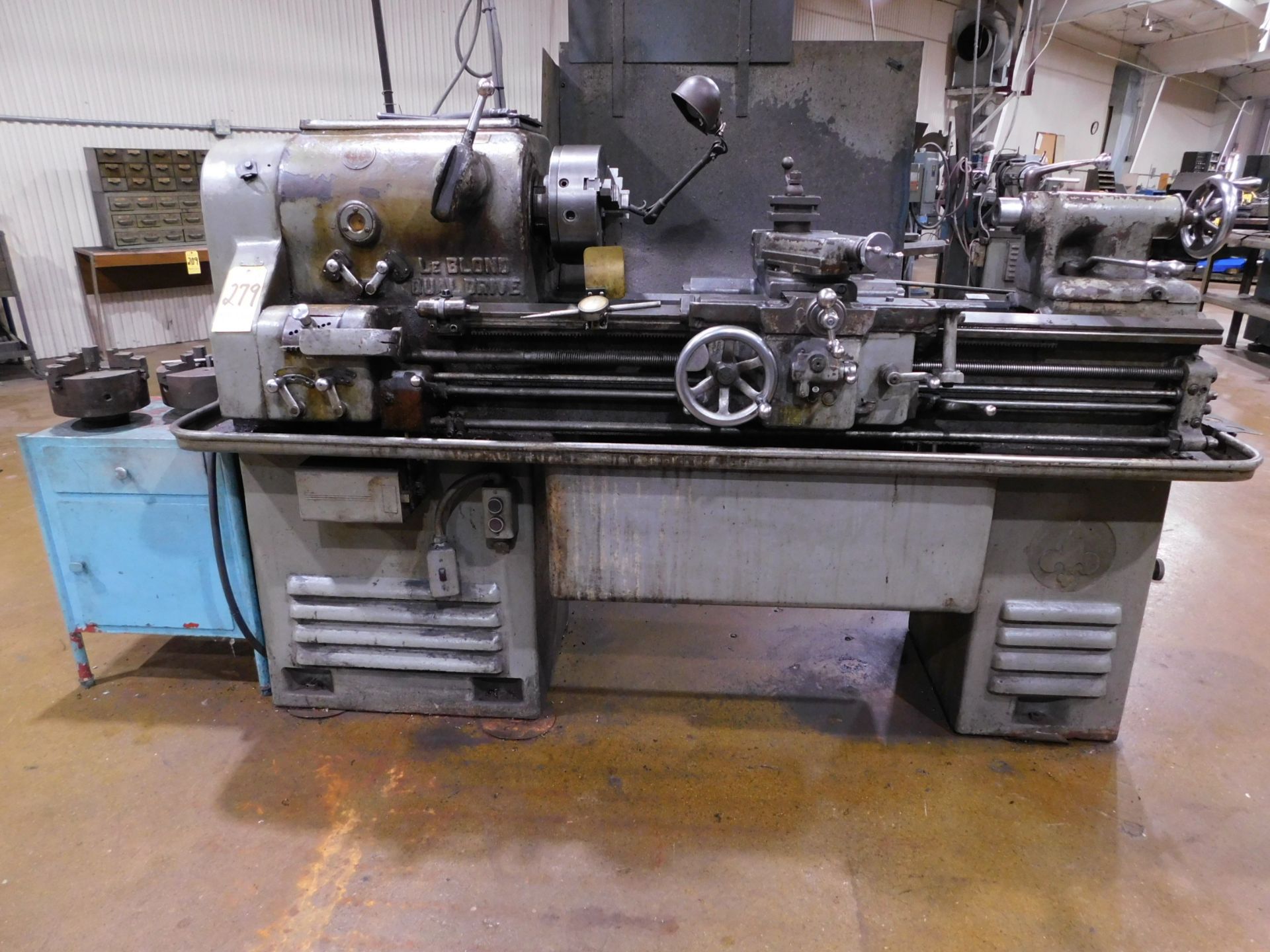 Leblond Dual Drive 15" X 30" Engine Lathe, s/n HC1730, 7" and 9" 3-Jaw Chucks, 10" 4-Jaw Chuck,