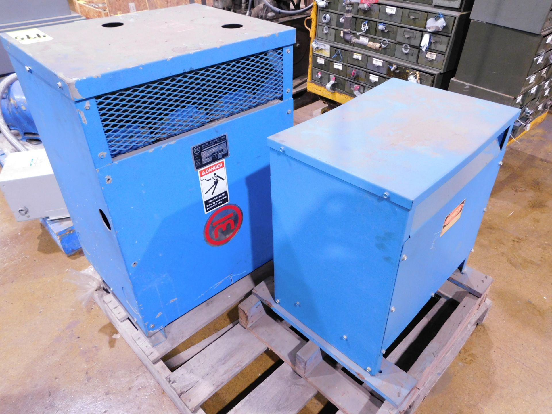 (2) Transformers (1) Square D 11 KVA, 3 Phase, HV 415/240, LV 230/133, and (1) Metro 75 KVA, 3