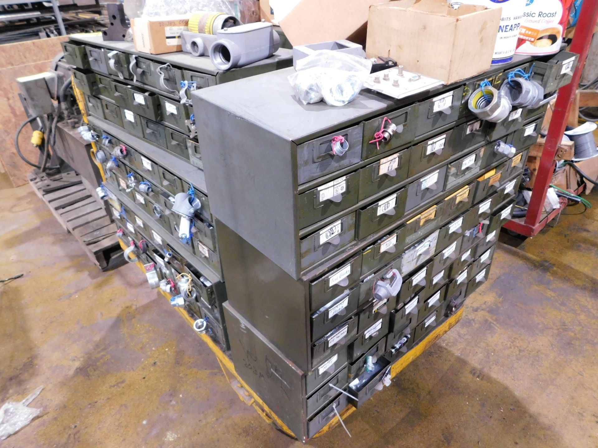 Warehouse Cart with Miscellaneous Hardware Cabinets