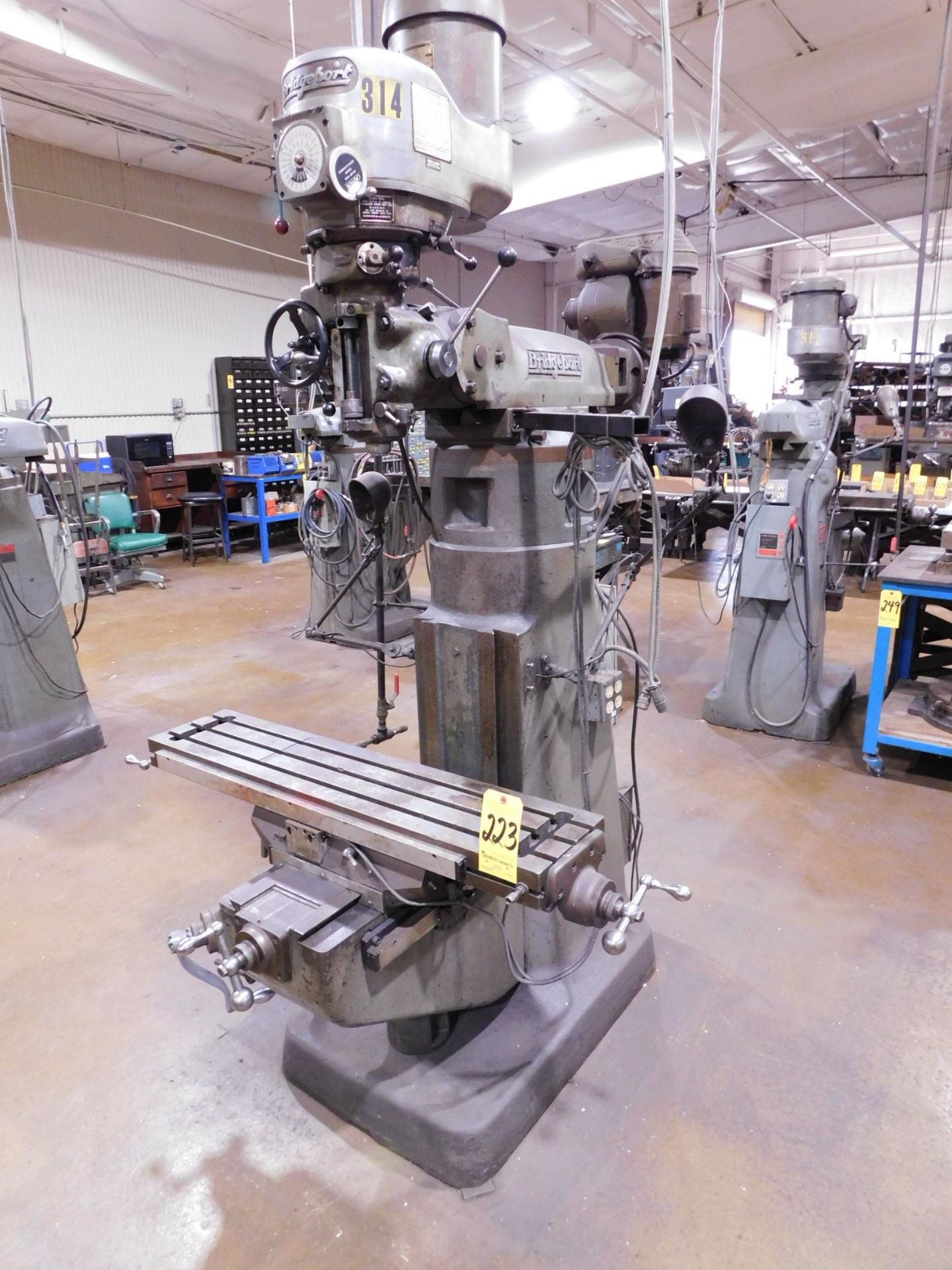 Bridgeport 1 1/2 HP Vari-Speed Vertical Mill, s/n 12BR110542, 9" X 42" Table, 7" Riser Block, Shapin - Image 2 of 6