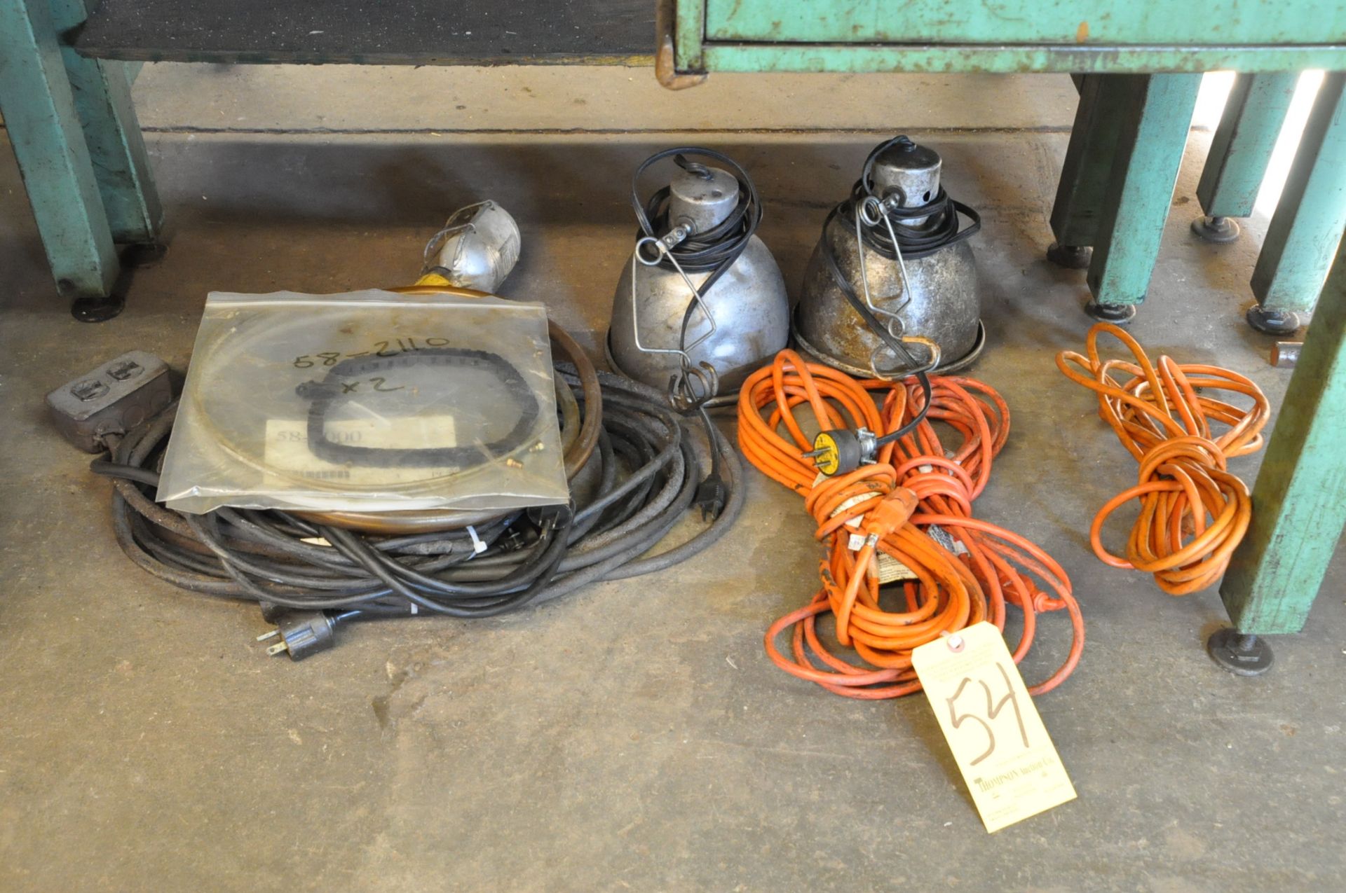 Lot, Extension Cords and Lights Under (1) Bench