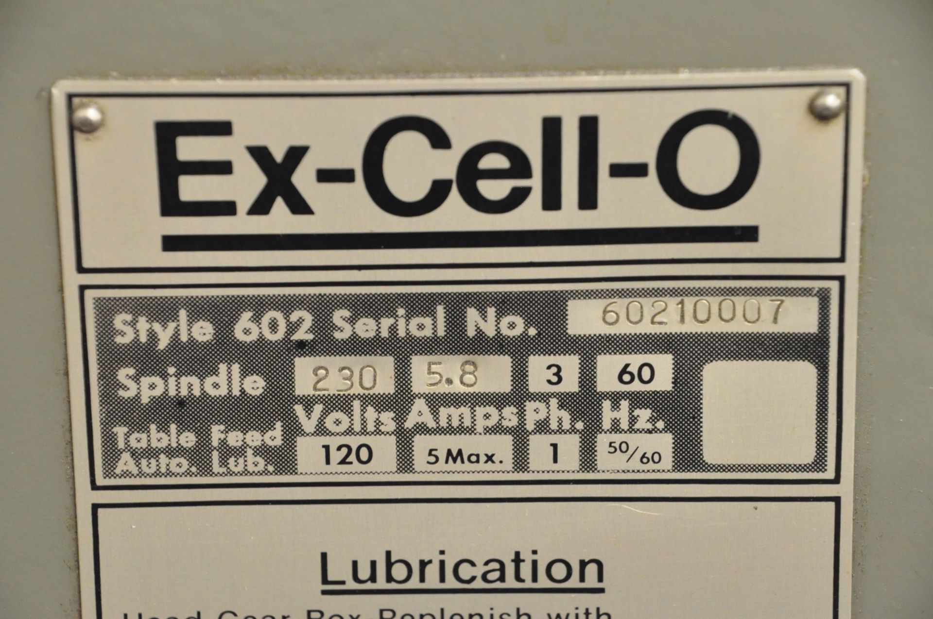 Ex-Cell-O Model 602, 1 1/2-HP Variable Speed Vertical Mill, s/n 60210007, Trak 2-Axis D.R.O., 9" X - Image 6 of 6