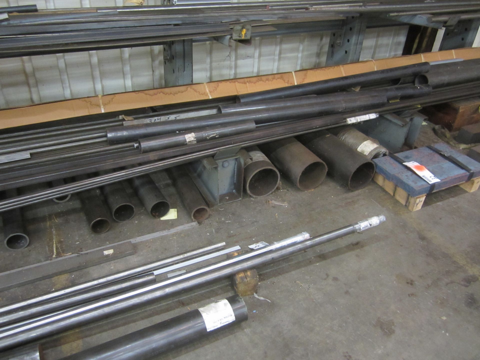 Lot, Steel Bar, Tube and Flat Stock, with (2) Cantilever Storage Racks - Image 4 of 6