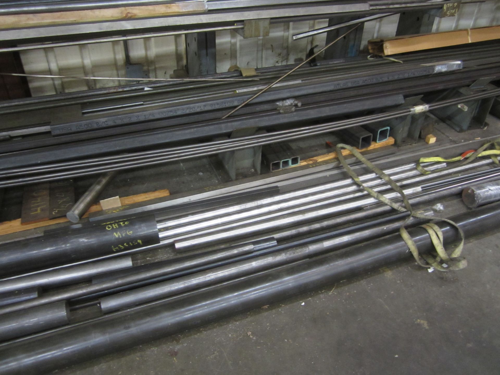 Lot, Steel Bar, Tube and Flat Stock, with (2) Cantilever Storage Racks - Image 3 of 6