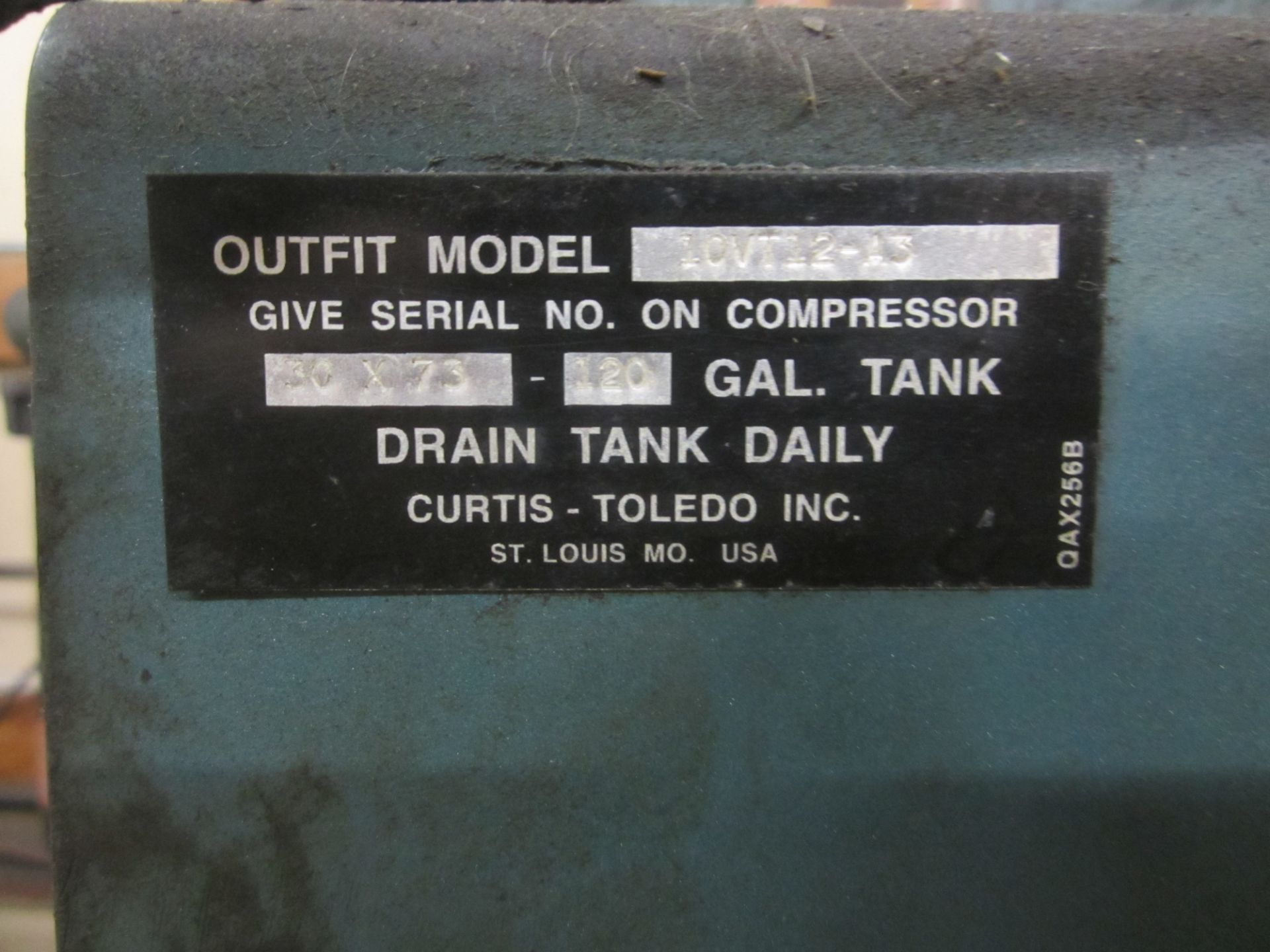 Curtis 3-Stage, Tank Type Air Compressor, 10 HP - Image 3 of 3