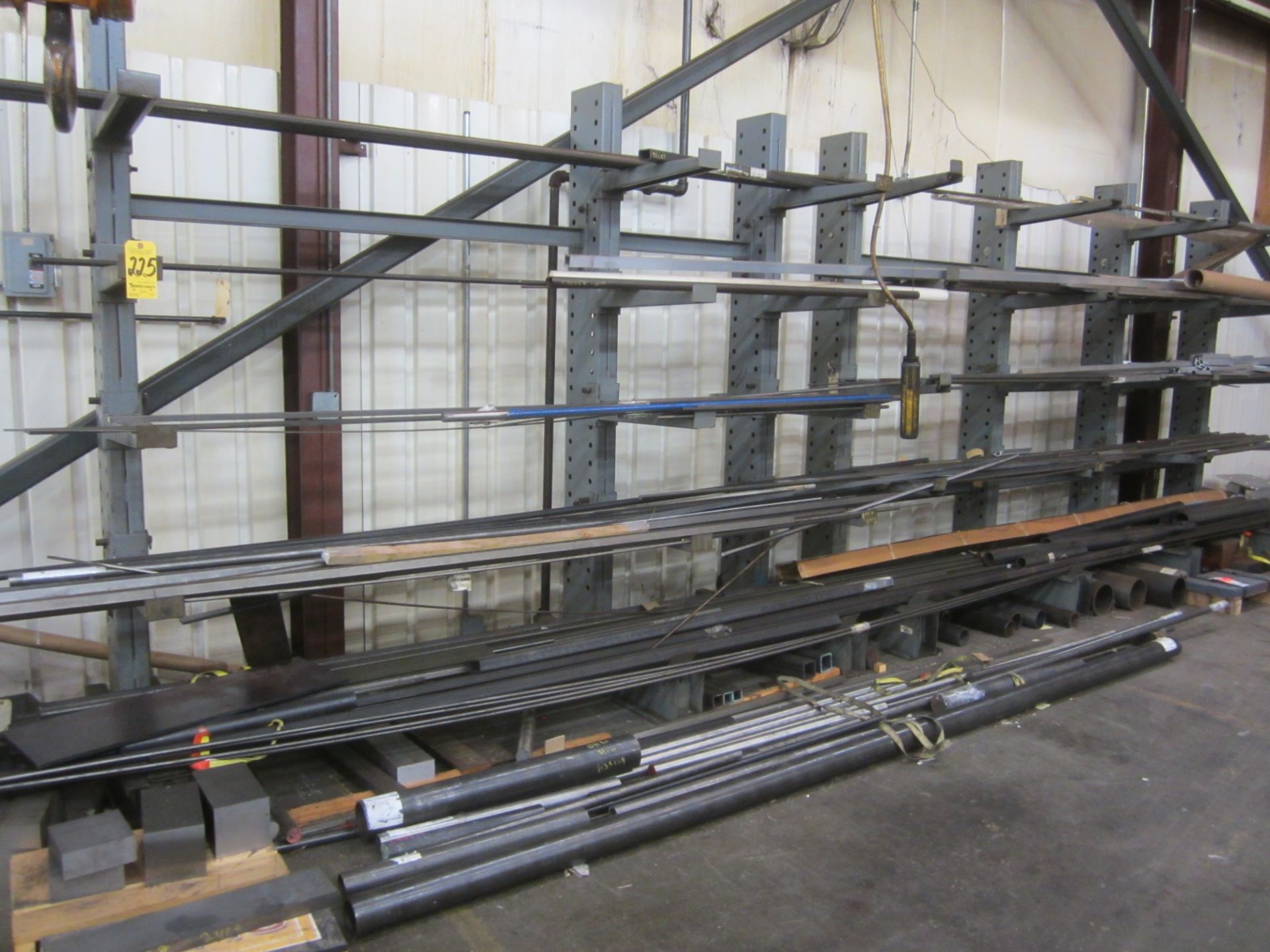 Lot, Steel Bar, Tube and Flat Stock, with (2) Cantilever Storage Racks