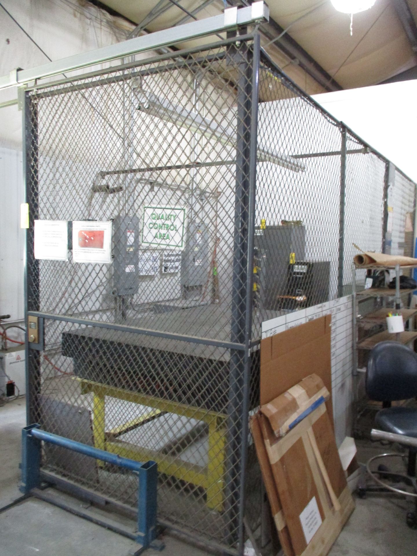 Chain Link Tool Crib Including, (4) Chainlink Panels, 7'10" H X 5' W, and (1) Chainlink Sliding