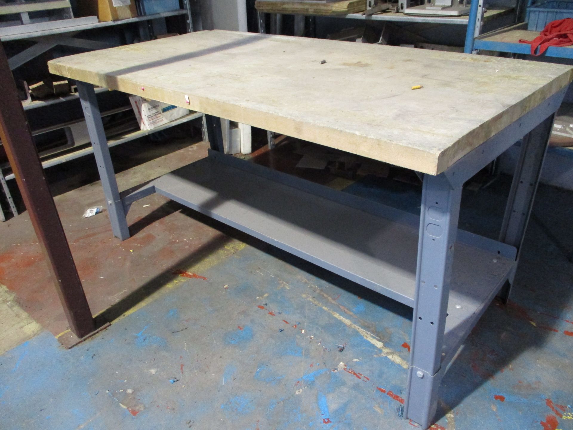 (3) Shelving Units and Contents and Butcher Block Top Workbench, 30" X 60" X 34" H - Image 5 of 5