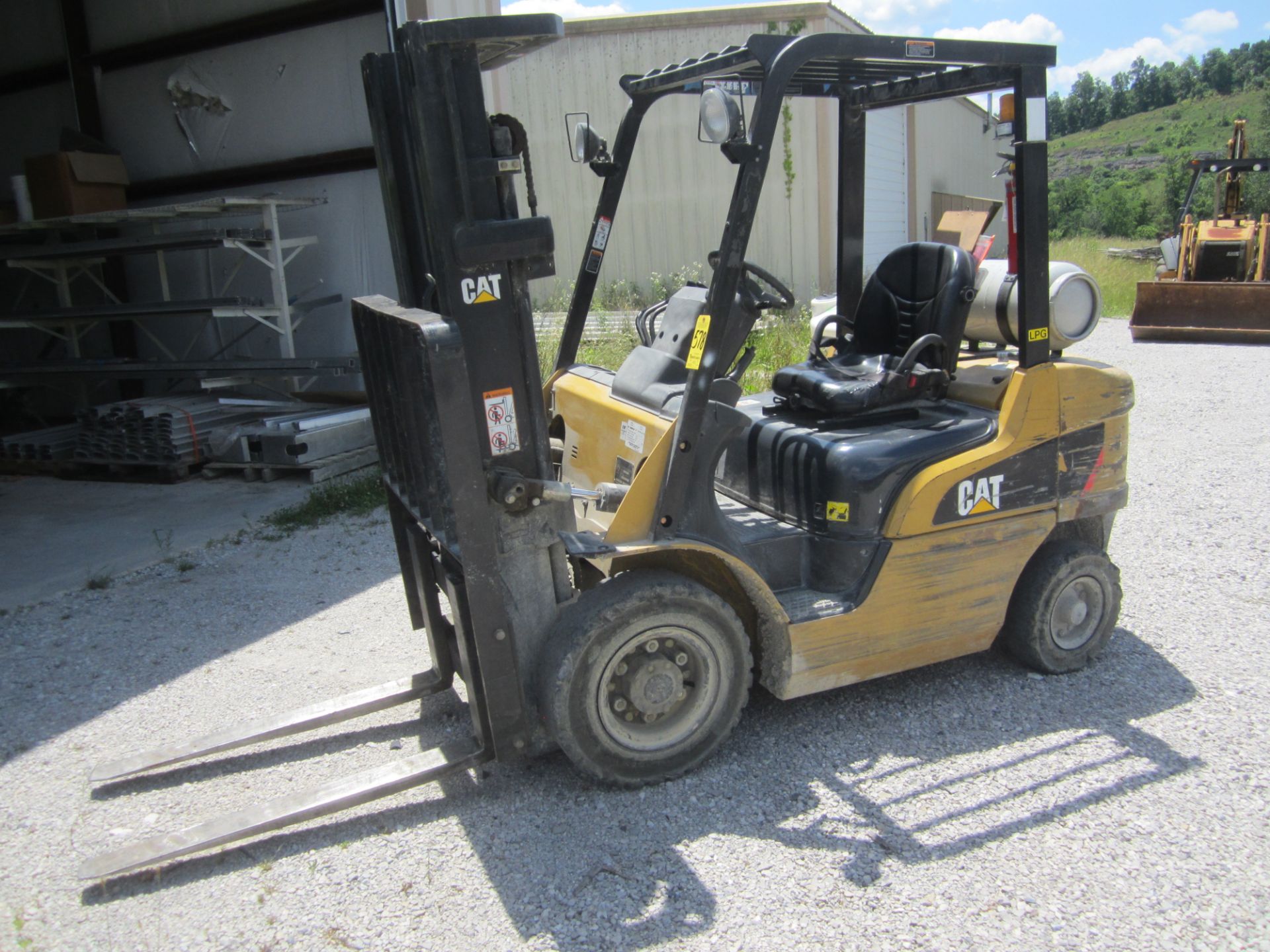 Caterpillar Model P5000-LP Fork Lift, s/n AT3511254, 4,500 Lb. Capacity, LP, Solid Pneumatic Tire,