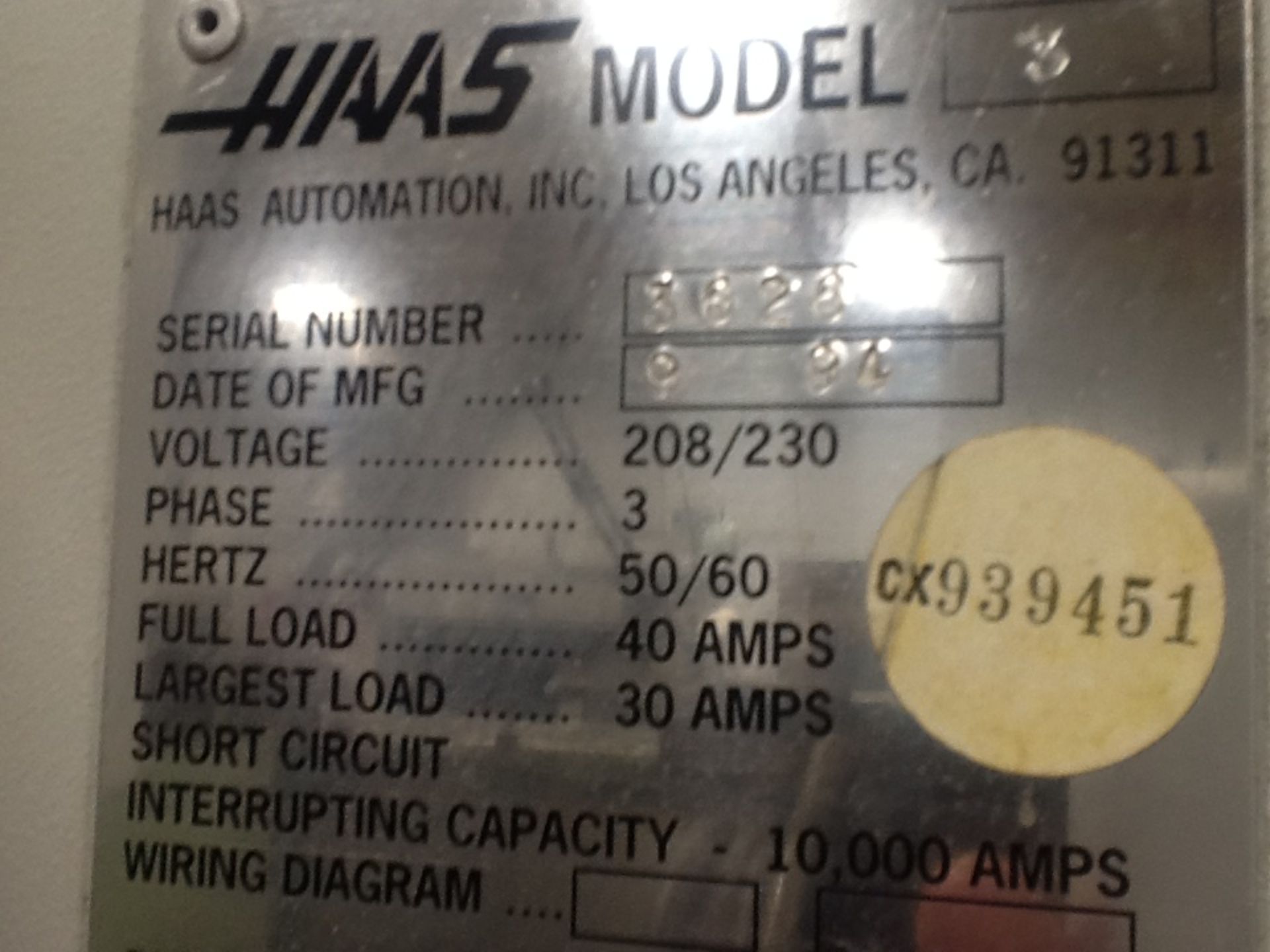 Haas VF-3 CNC Vertical Machining Center, SN 3626, New in 1998, 40" x 20" x 25", 40 Taper, 20 ATC, - Image 8 of 10