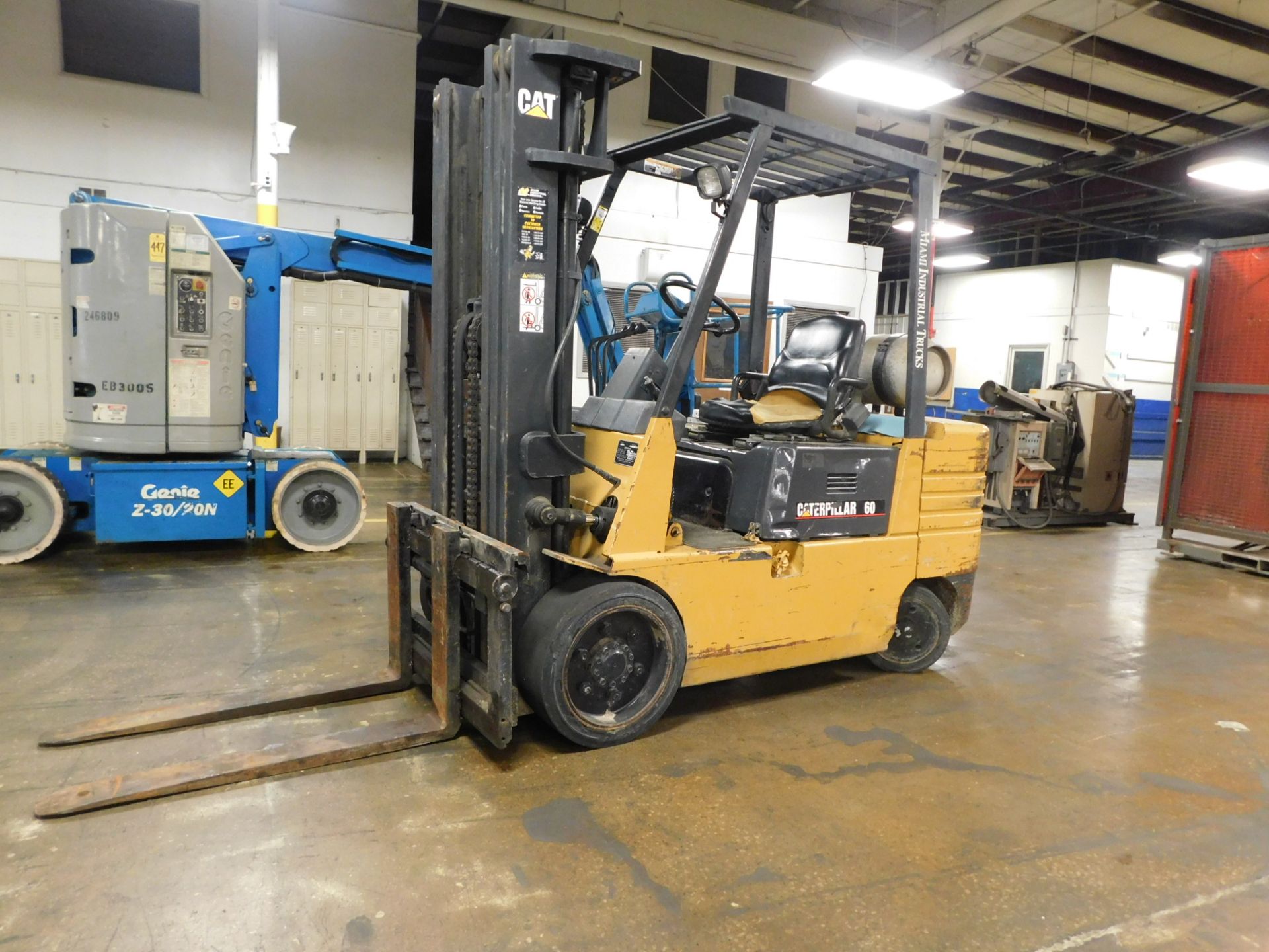 Caterpillar Model GC60 Fork Lift, s/n 6EM0L396, 5,800 Lb. Capacity, Hard Tire, 3-Stage Mast, LP, 42"