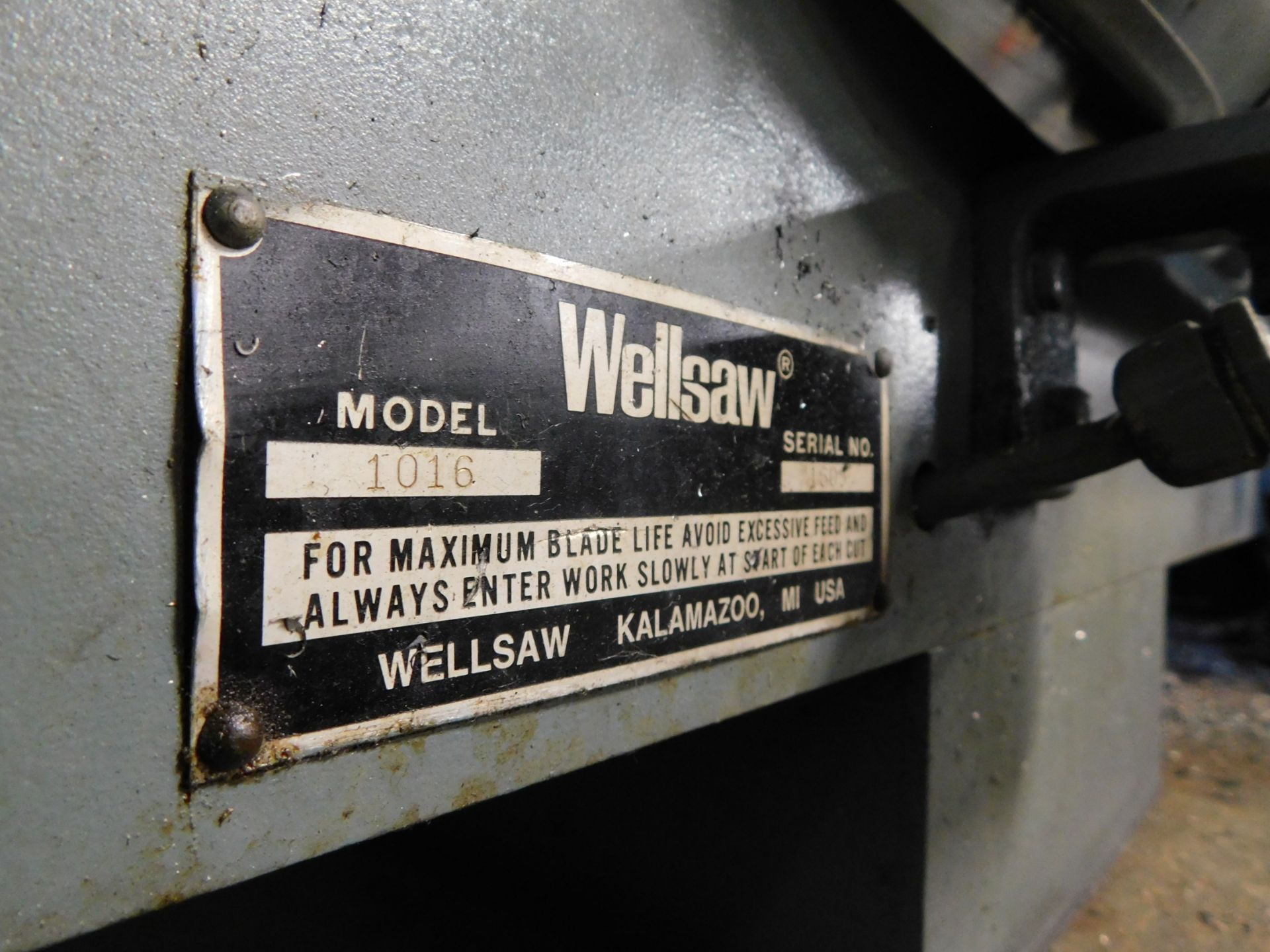 Wellsaw Model 1016 Horizontal Band Saw, s/n 1005, 10" X 16" Capacity - Image 7 of 7