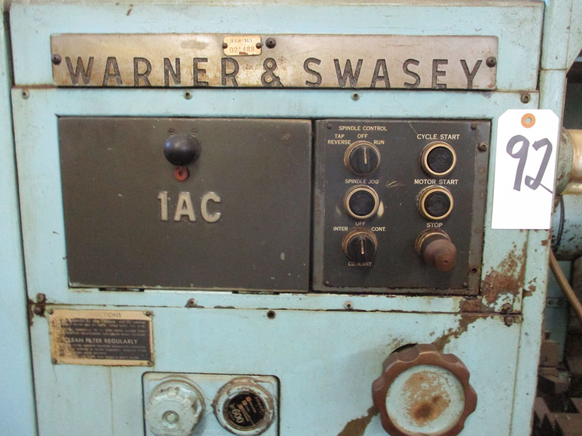 Warner & Swasey #1AC Automatic Chucker, s/n 1910275, with Tool Holders on Shelf - Image 2 of 11