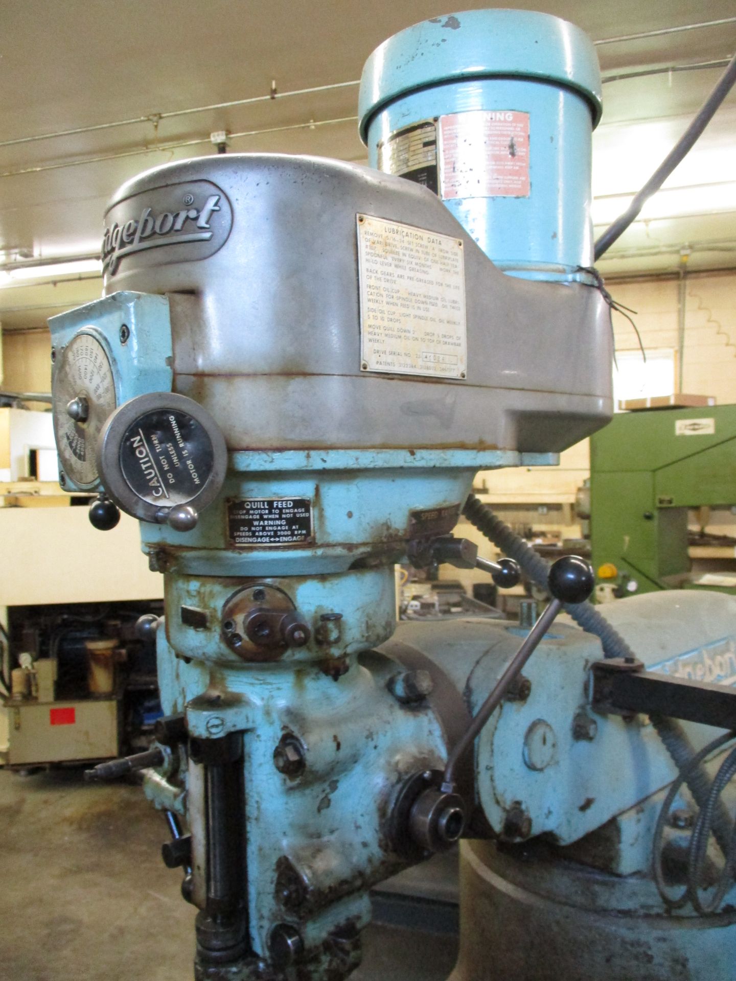 Bridgeport 1 1/2 HP Variable Speed Vertical Mill, s/n 12BR158941, 9" X 42" Table, Table Power - Image 5 of 7