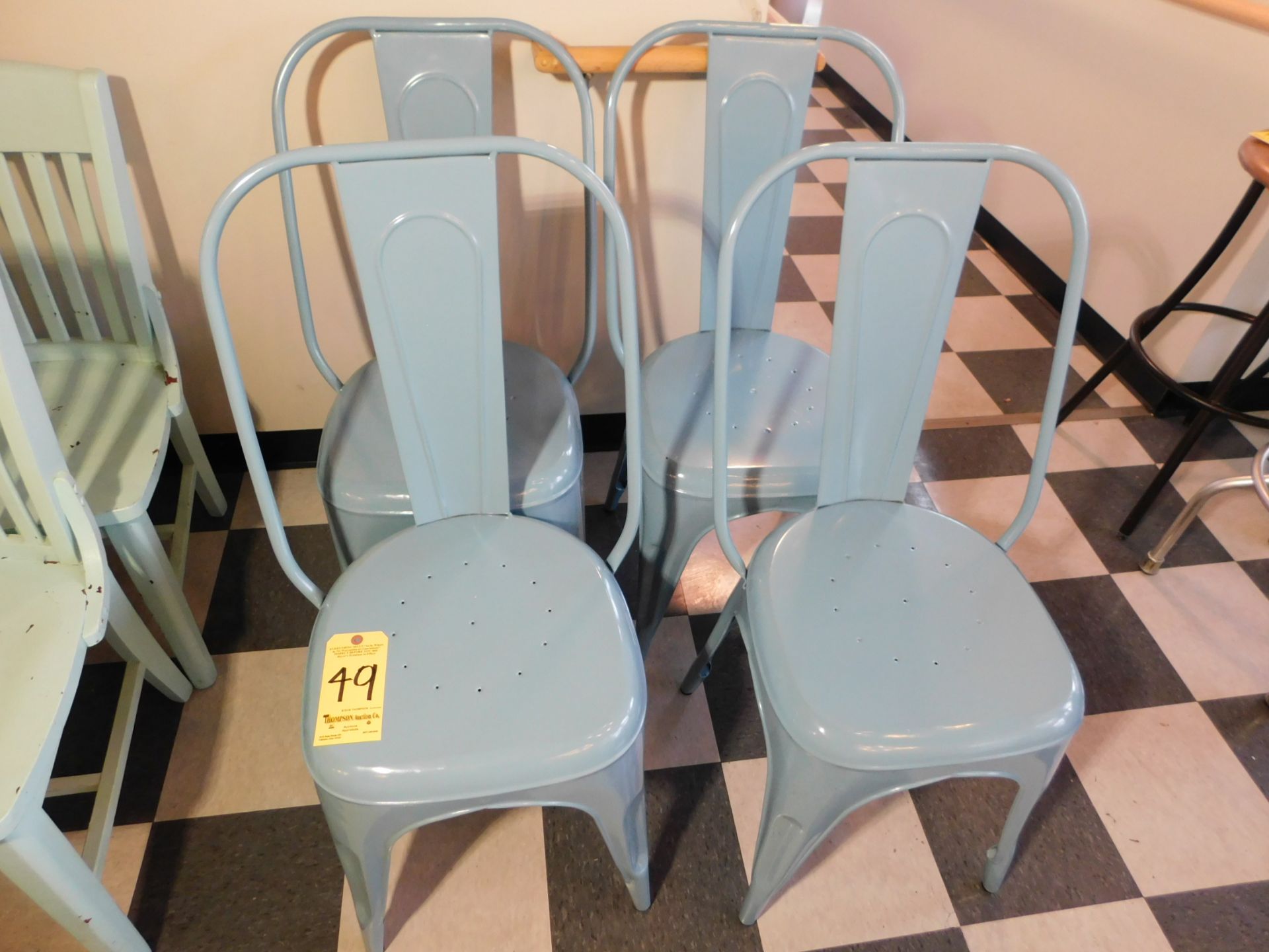 (4) Blue Metal Chairs