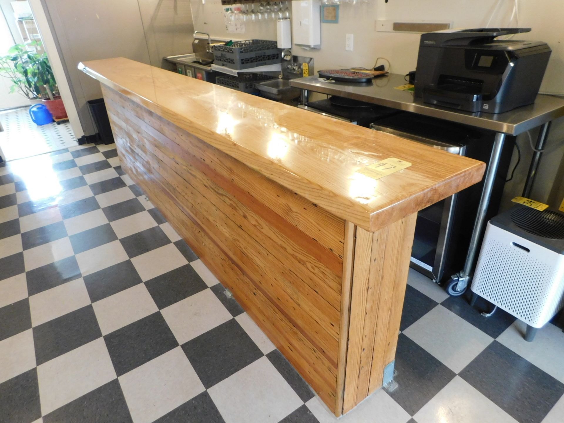 12' Wood Finish Bar, Mill Cut Hardwood Slab, Epoxy Counter Top, Wood Plank Sides, 12' L x 17" W x - Image 2 of 7