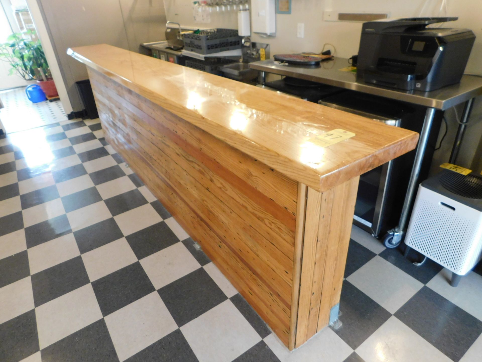 12' Wood Finish Bar, Mill Cut Hardwood Slab, Epoxy Counter Top, Wood Plank Sides, 12' L x 17" W x - Image 3 of 7