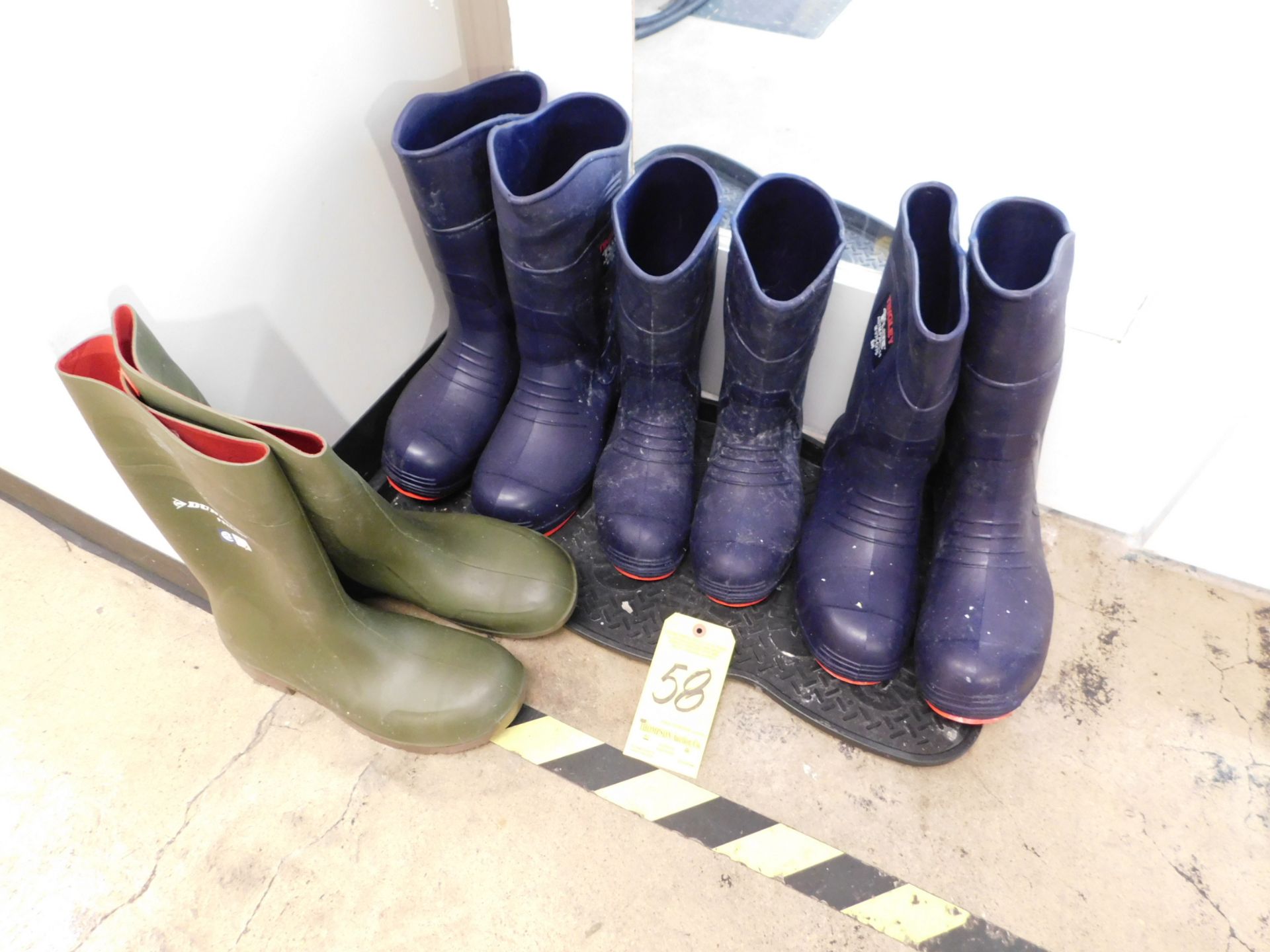 (3) Pairs of Tingley Rubber Non-Stick Boots, (1) Pair Dunlop Rubber Boots