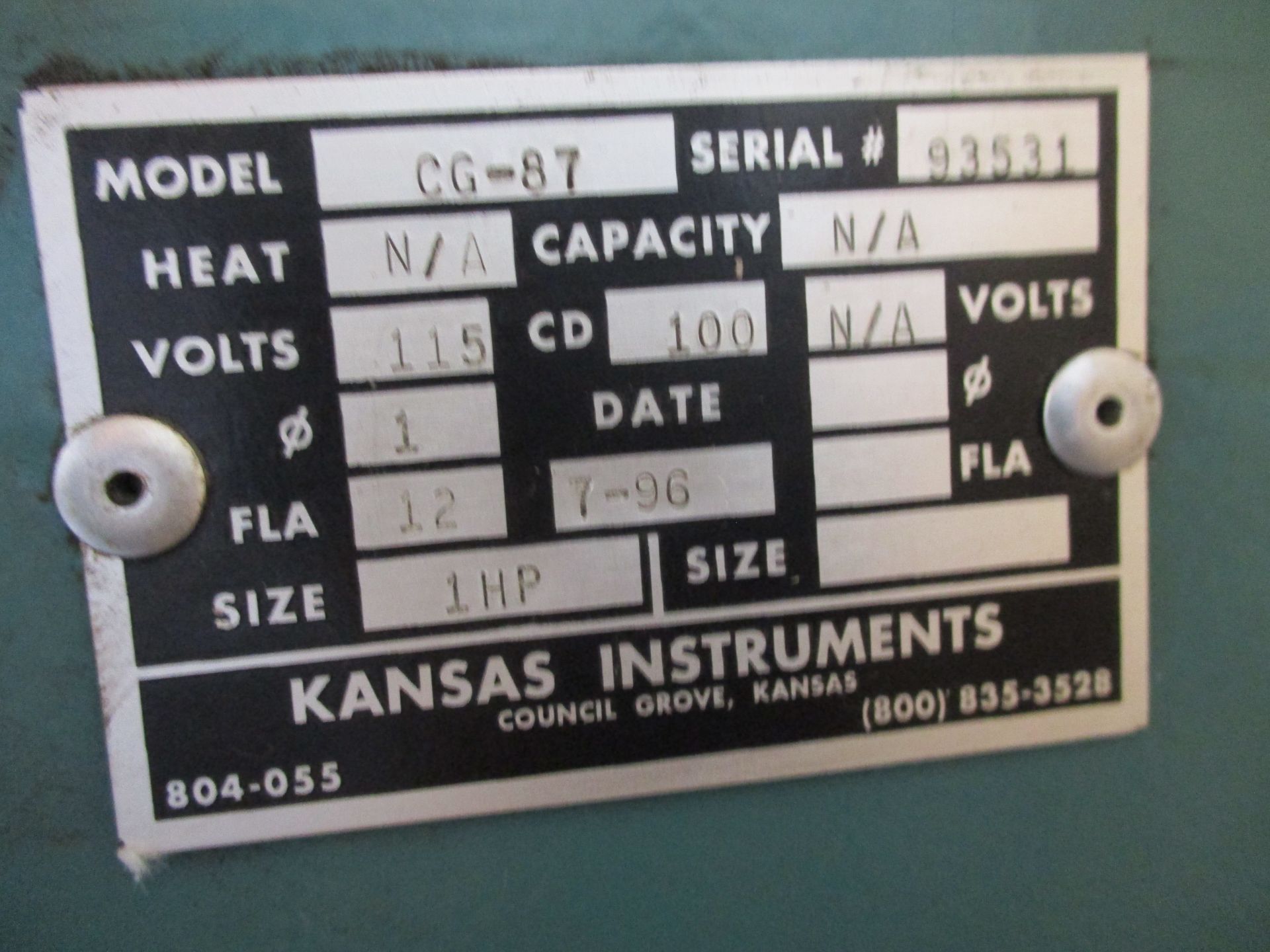 Kansas Instruments Model CG-87 Cap Grinder, s/n 93531, 110/1/60 - Image 5 of 5