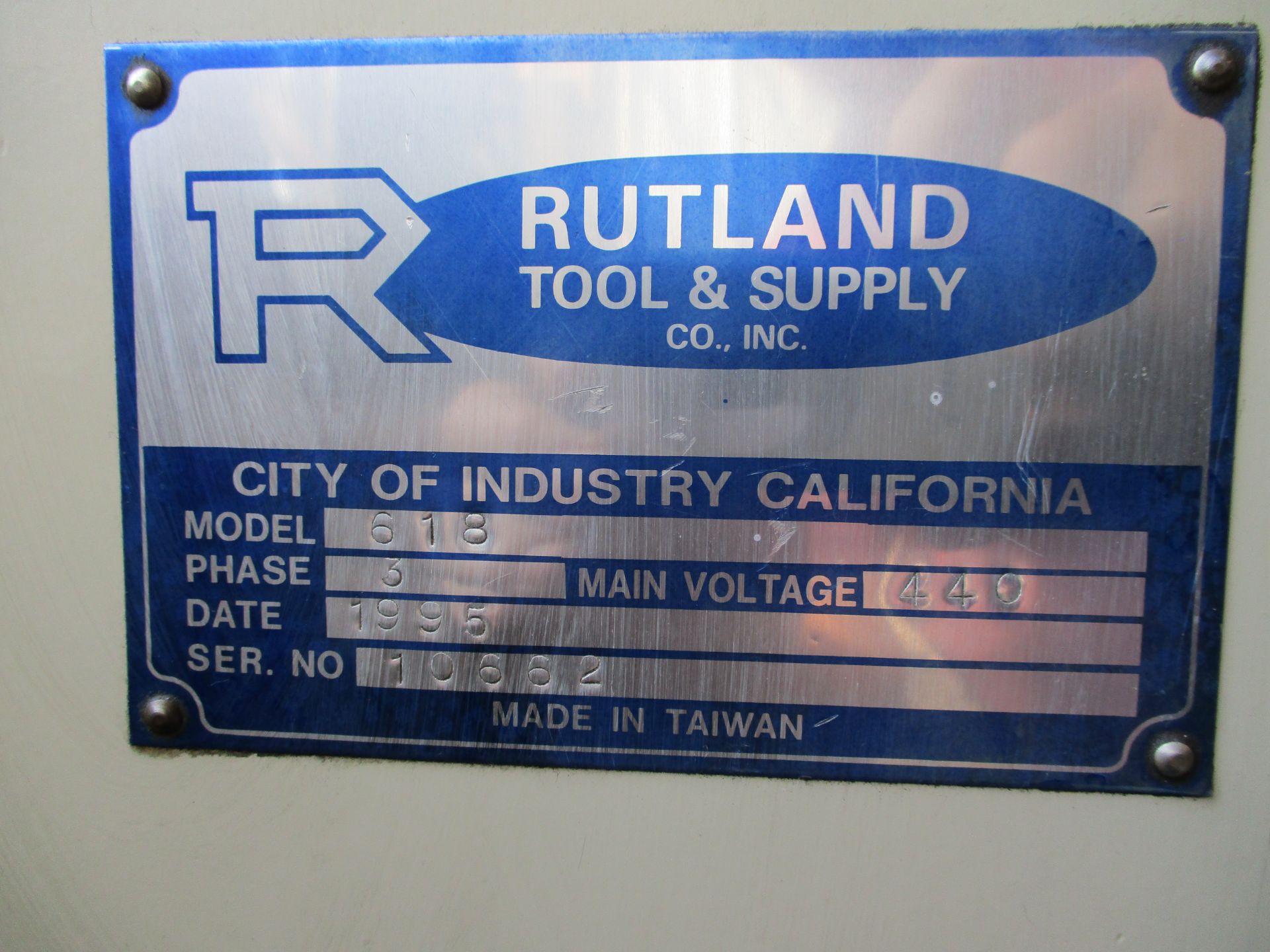 Rutland Model ESG-618 Hand Feed Surface Grinder, s/n 10662, Walker Ceramax PM Chuck, 6” X 18” - Image 6 of 6