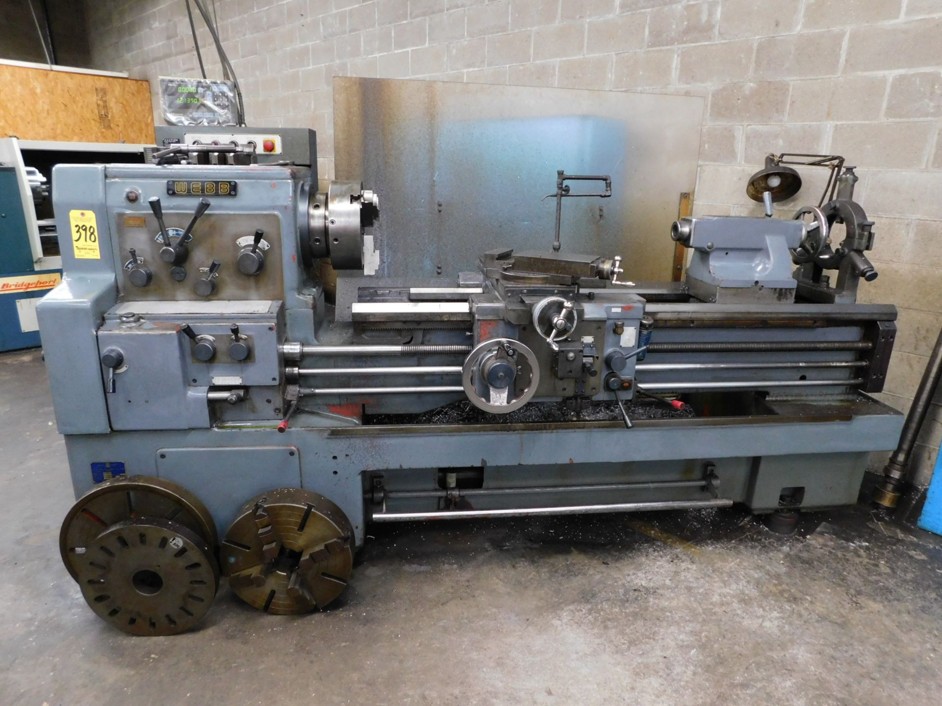 Webb 20” X 60” Engine Lathe, s/n L11811206, Inch/Metric, 10 HP, 12” 3-Jaw Chuck, 16” 4-Jaw Chuck, (