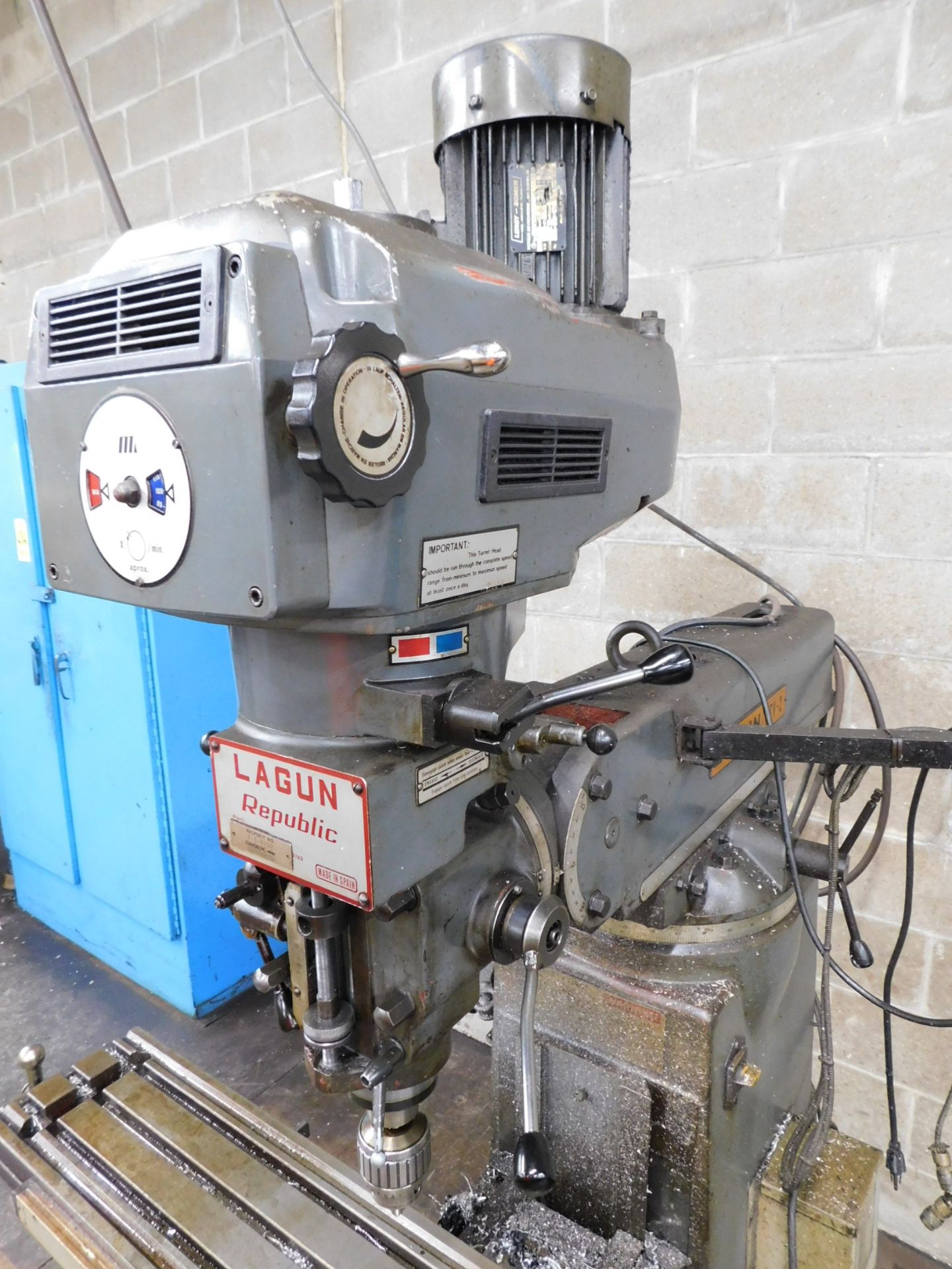 Lagun Model FTV-2 Vertical Mill, s/n SE17835, Variable Speed, 3 HP, R-8 Spindle, 9” X 48” Table, - Image 5 of 11