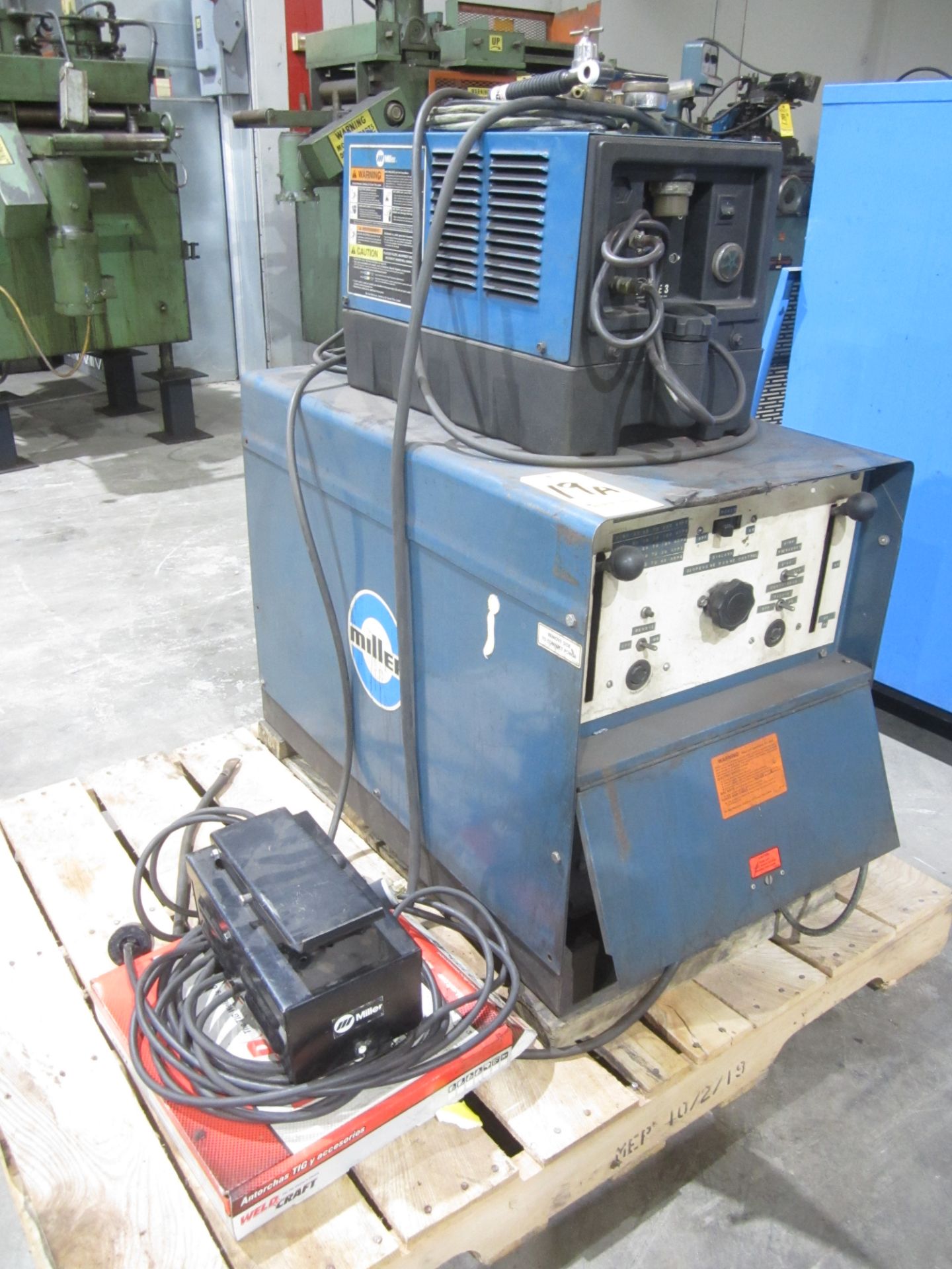 Miller Tig Welder, s/n JA425514, with Miller Coolmate 3 Chiller, Tig Gun, Regulator, Foot Pedal