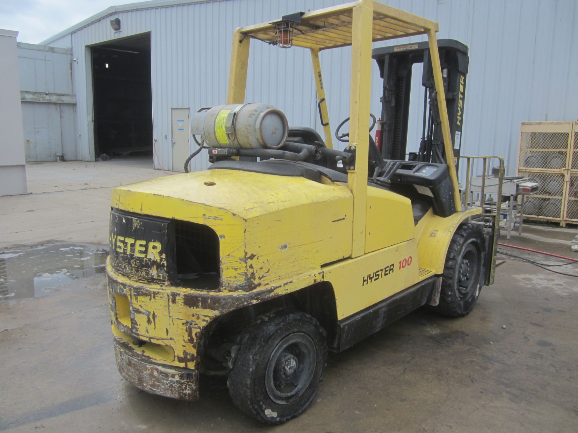 Hyster Model H100XM Fork Lift, s/n L005V05853C, 9,700 Lb. Capacity, LP, Solid Pneumatic Tires, 3- - Image 4 of 9