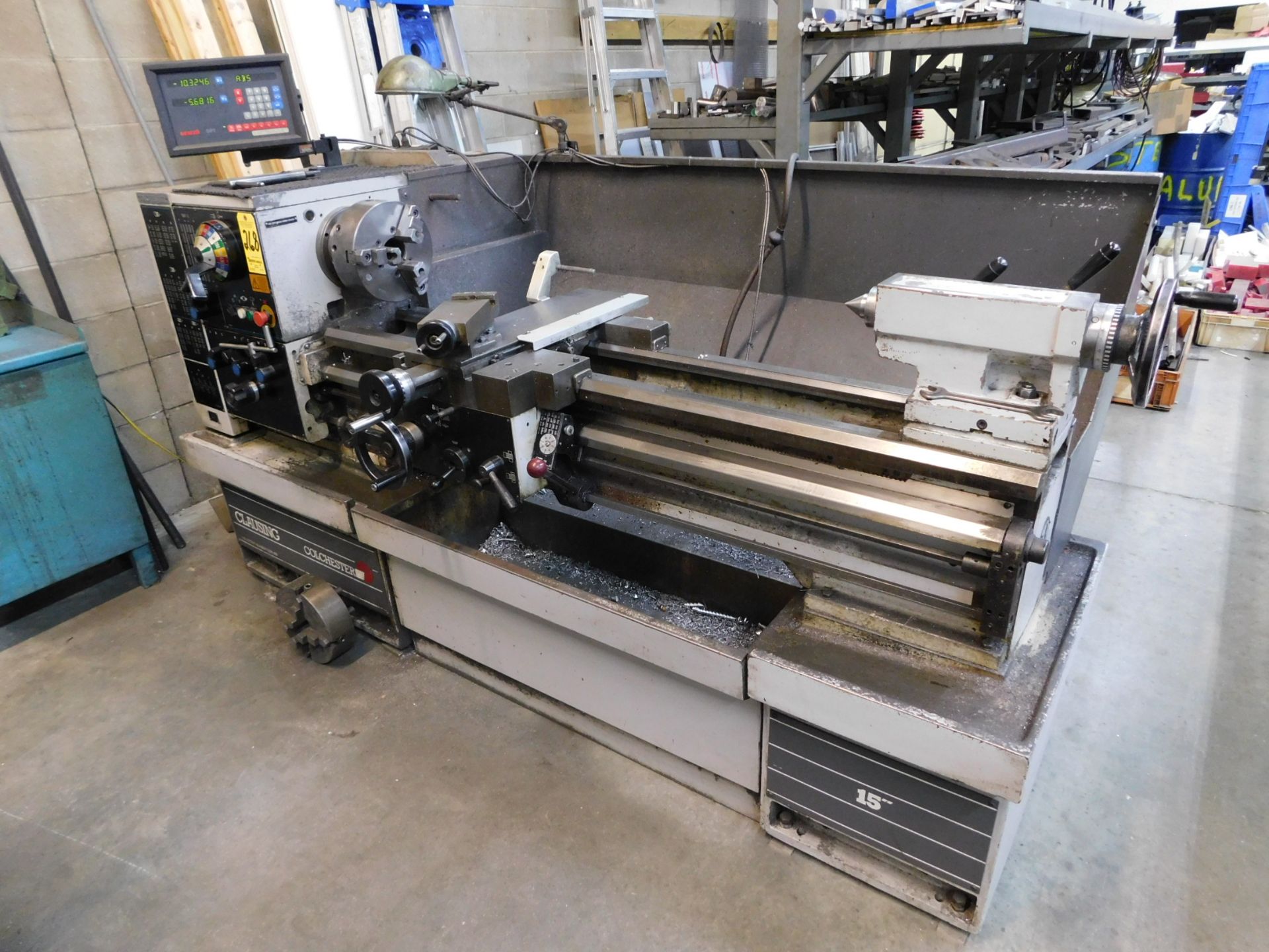 Clausing Colchester 15” X 48” Tool Room Lathe, s/n 610151, New 1997, Inch/Metric, Gap Bed, Newall