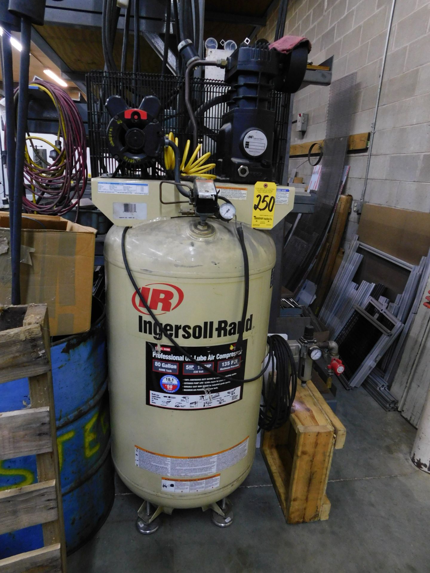 Ingersol Rand 5 HP, 2-Stage Vertical Mount Air Compressor, 230/1/60, 80 Gallon Tank