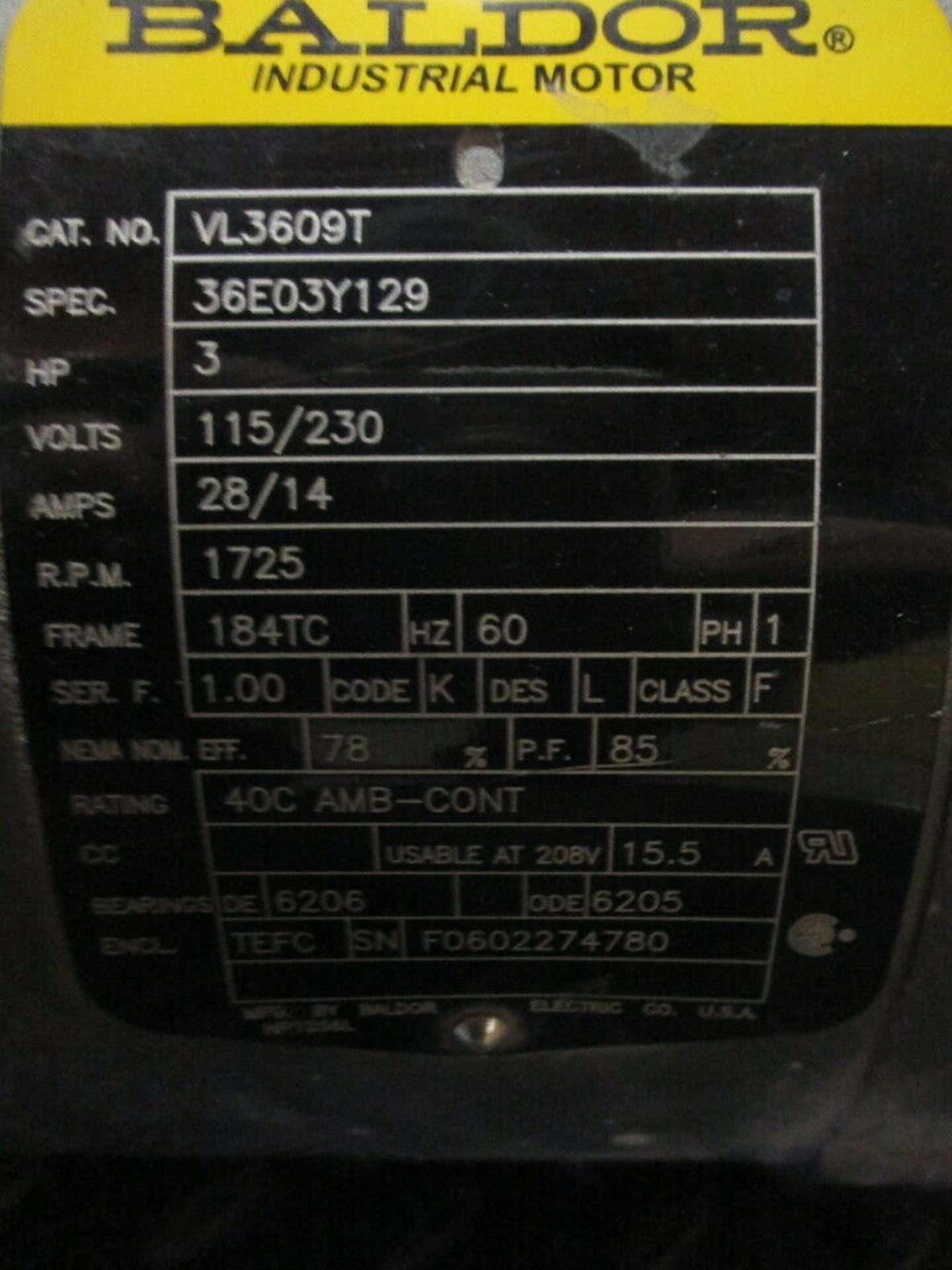 BALDOR VL3609T AC MOTOR 3 Hp - Image 4 of 4