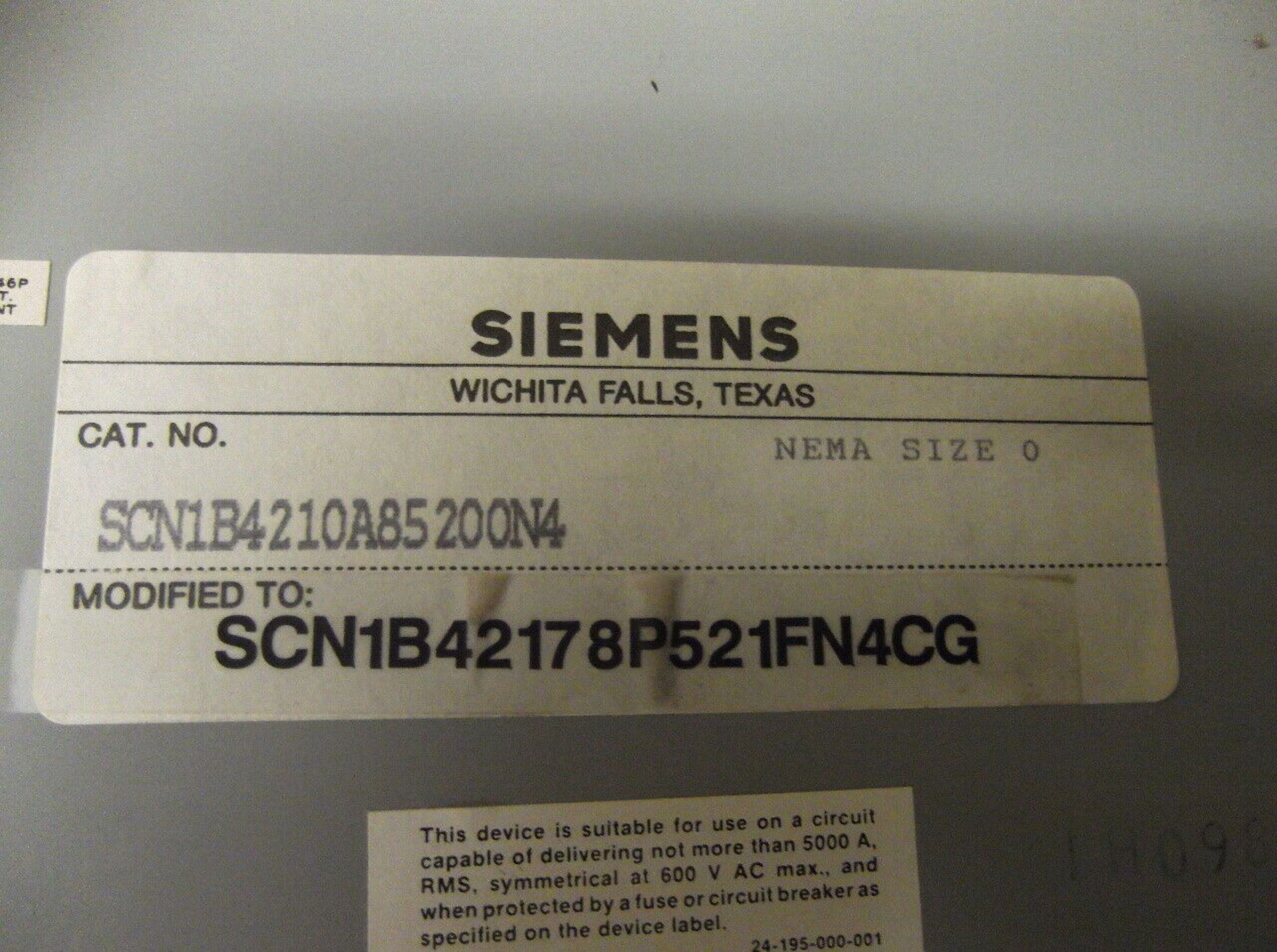 Siemens COMBINATION STARTER Cabinet SIZE-0 230V - Image 3 of 7