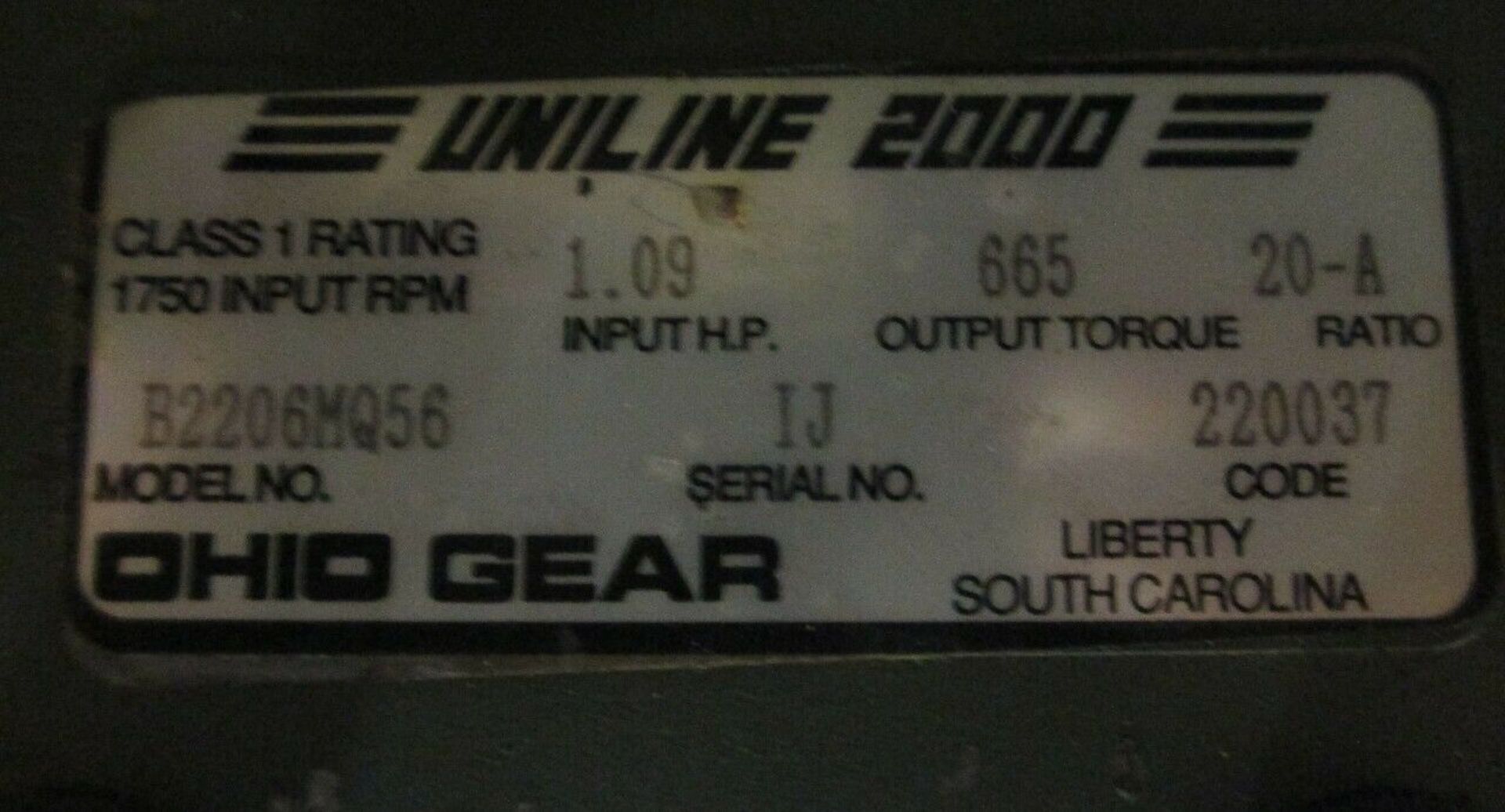 BALDOR KBM3454 GEAR MOTOR w/OHIO GEAR REDUCER 132206MQ56 RATIO 20 -A - Image 3 of 4