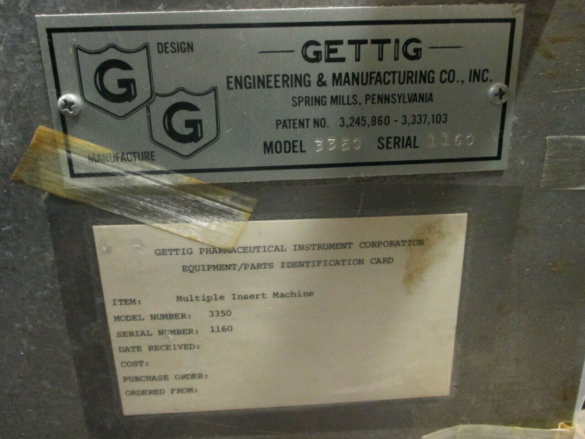 Gettig Engineering and Manufacturing 3350 Multiple Insert Machine - Image 4 of 6