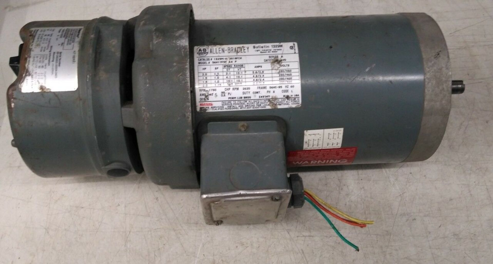 Allen Bradley Bulletin 1329M 2 HP motor with Stears Brake kit