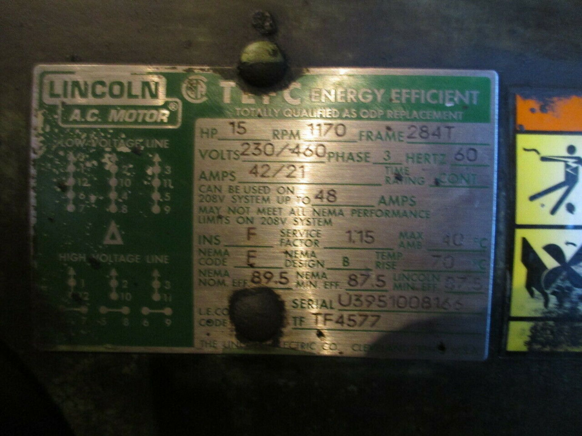 Lincoln TEFC 15HP A.C. Motor - Image 4 of 4