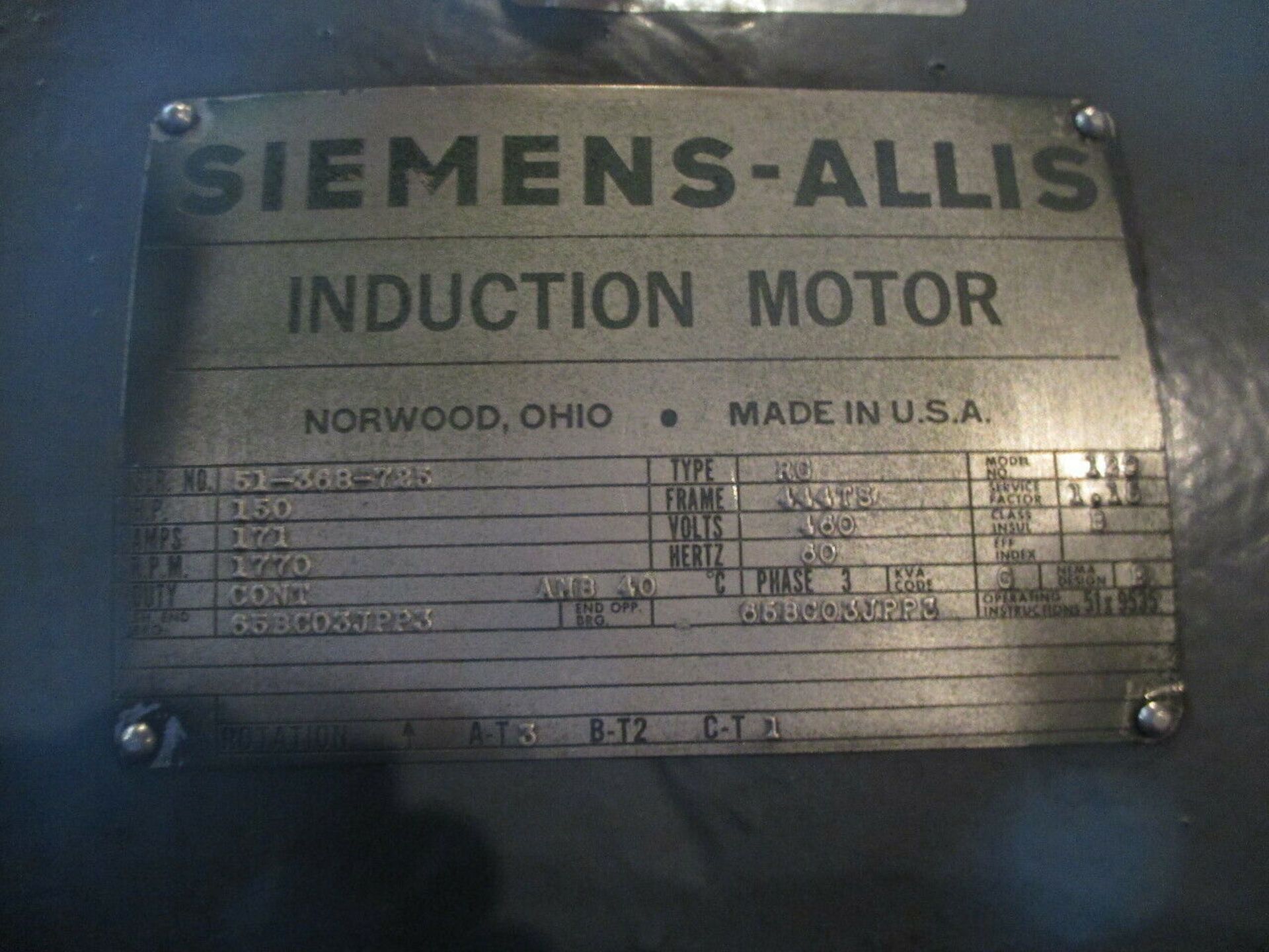 Siemens-Allis 150HP Induction Motor - Image 5 of 5
